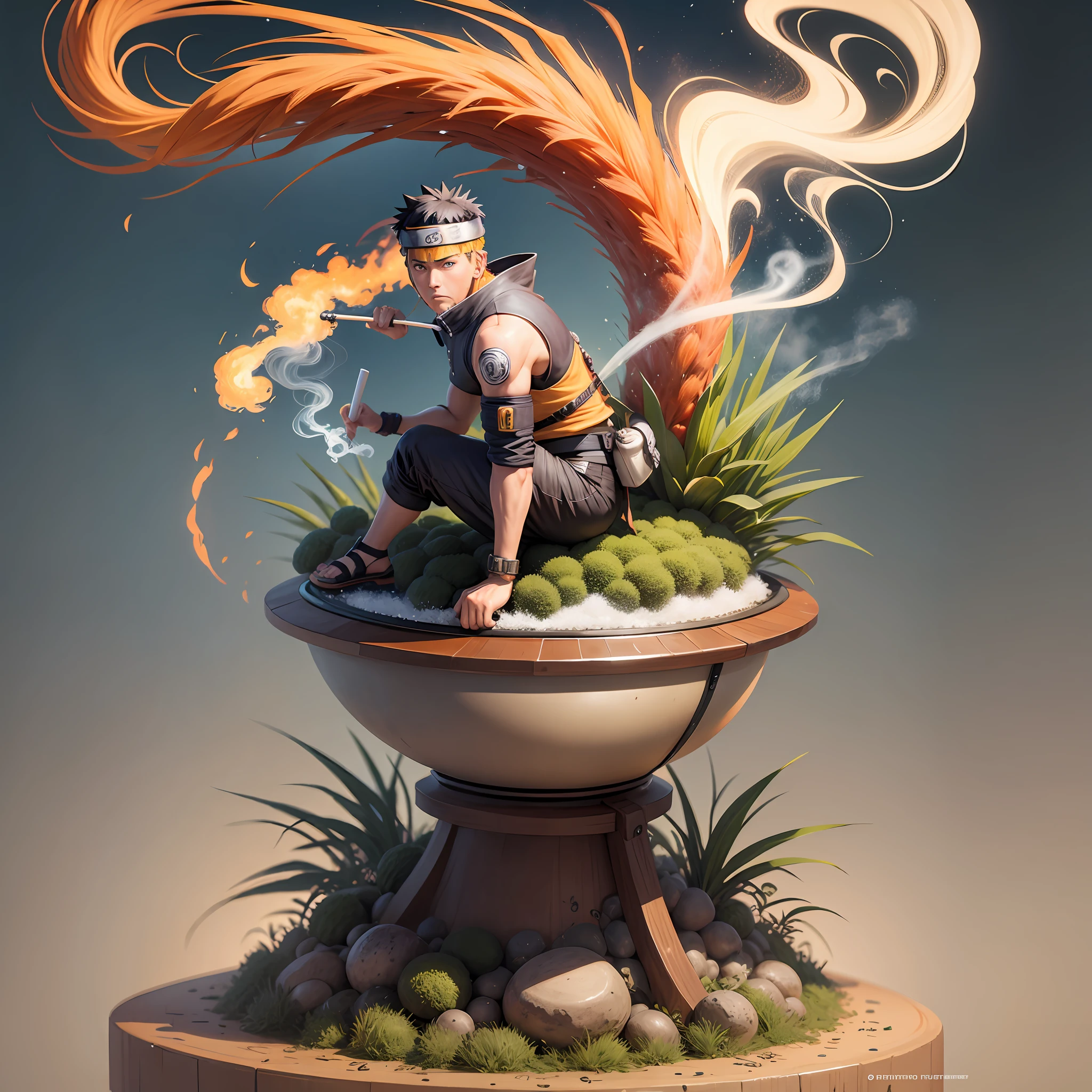 Naruto on top of a giant smoking sago --auto --s2