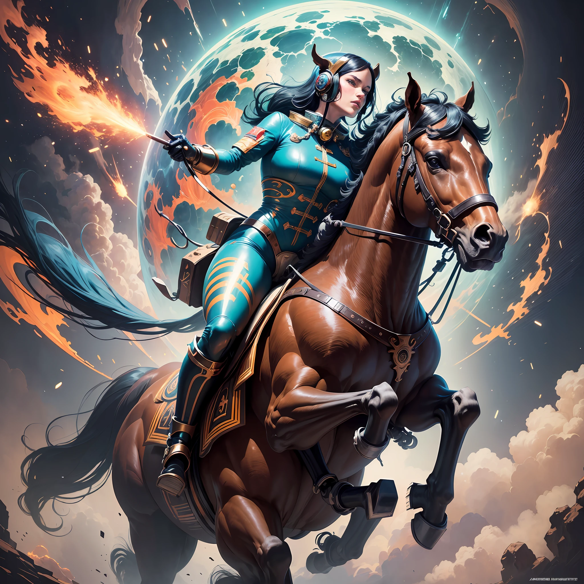 Highly (dynamic:1.2) scene art detailed (Apterus:1.2) cosmonaut on a horse, (fantastic amazing decoration:1.2), abstract beauty, explosive volumetric, Delightful anatomy, (fantastic horror perfect art, 64k ultra hd:1.1), (art by apterus, art by dan mumford:1.2) --auto --s2
