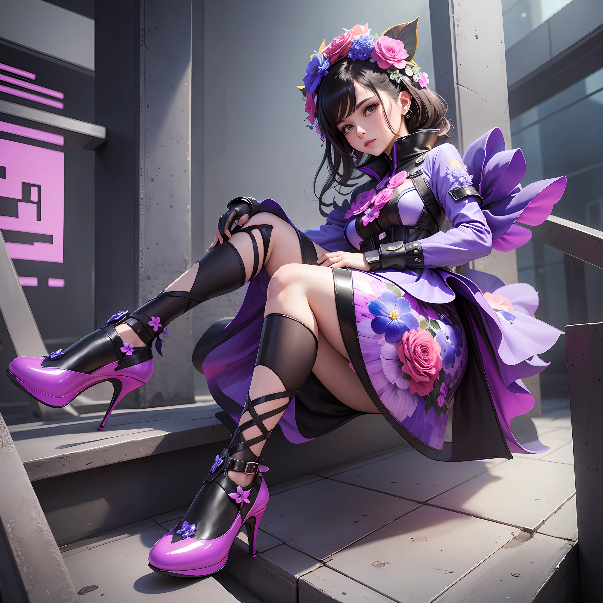 flower fashion futuristic shoes design, shoes concept, metaverse, --auto --s2