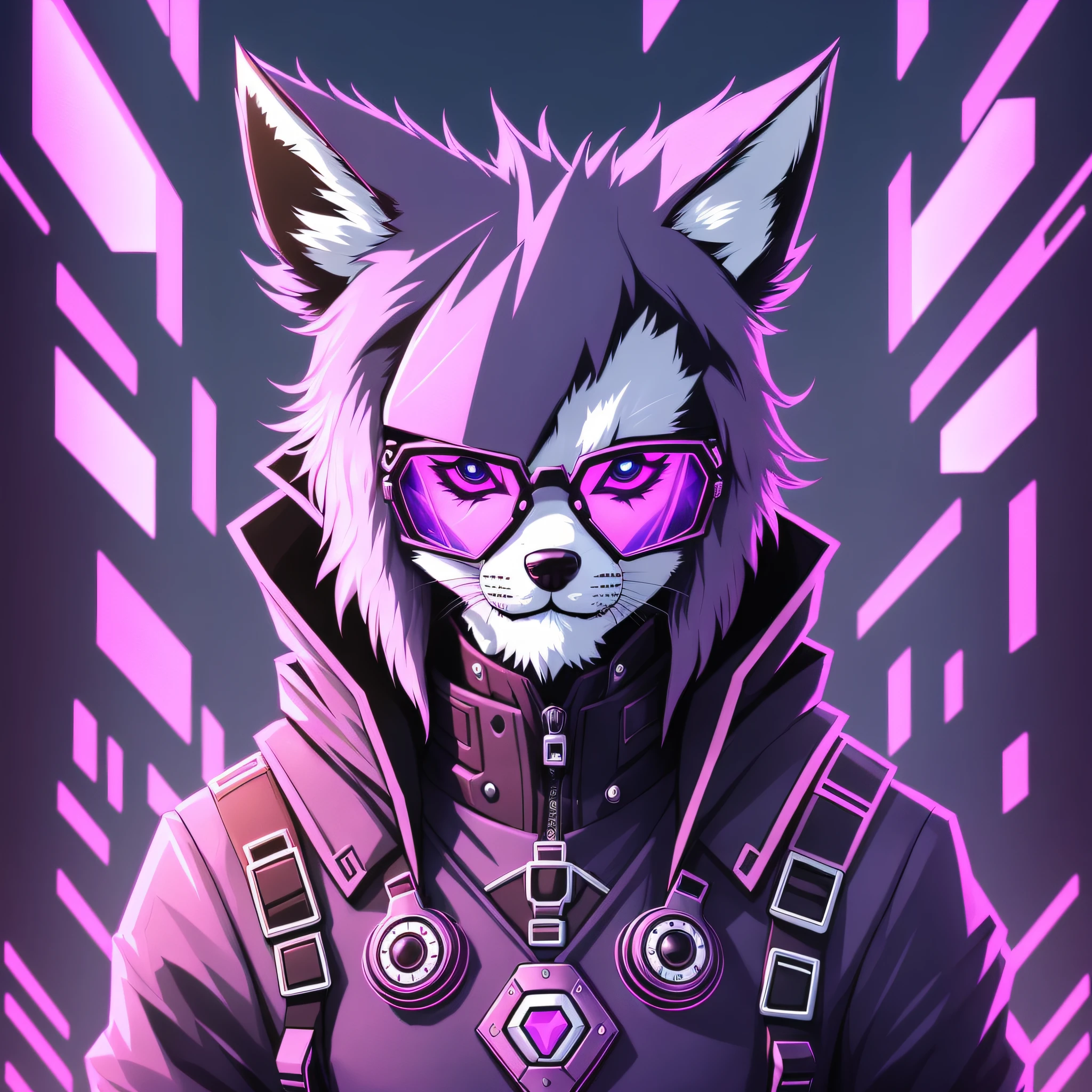 There's a man in a futuristic outfit with a pair of glasses, an anthropomorphic cyberpunk fox, strange voidpunk fursona, pov furry art, darksynth character portrait, furry character portrait, anthro art, furry digital art, fursona art, furry character, furry furaffinity, anthro paw pov art, four ears, furry art!!! --auto --s2
