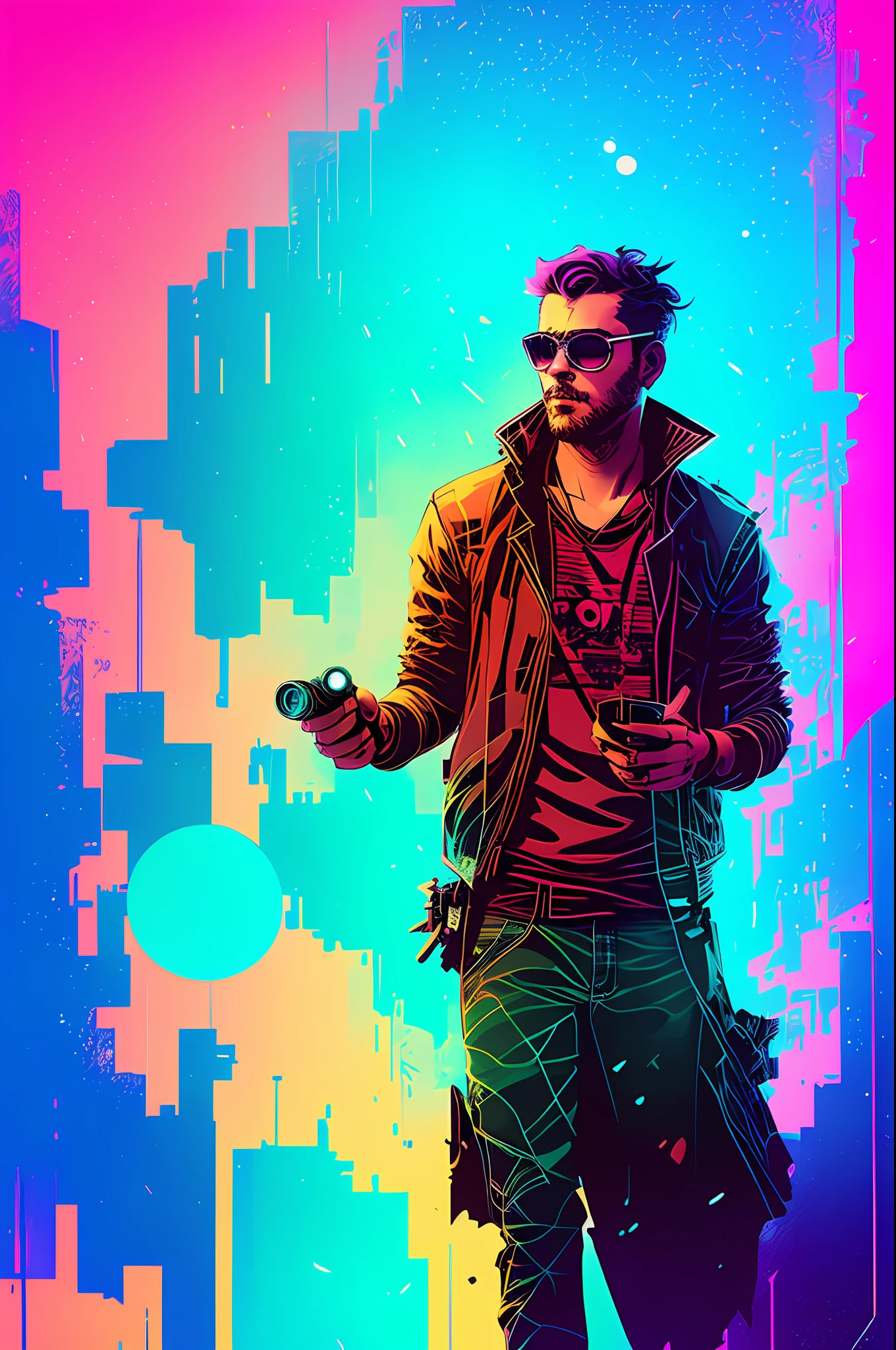 snthwve style nvinkpunk drunken beautiful man as delirium from sandman, (hallucinating colorful soap bubbles), by jeremy mann, by sandra chevrier, by dave mckean and richard avedon and maciej kuciara, punk rock, tank girl, high detailed, 4k, RTX