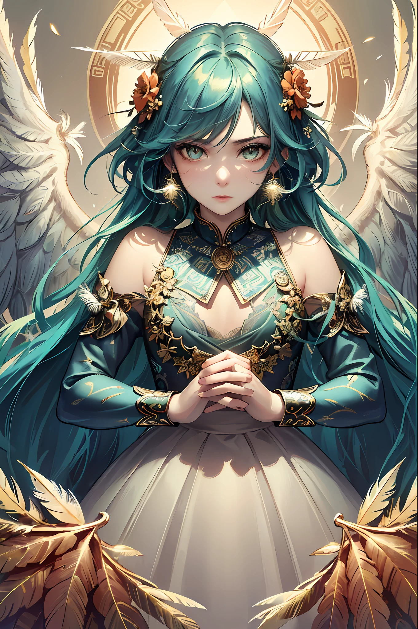 (masterpiece), best quality, ultra-detailed, an exquisite Chinese girl with delicate features, flowing black hair, elegant pose, detailed brushwork, traditional Chinese painting style, high saturation, narrow focus.starry sky, stars in the background, shining halo,((ultra detail retina:1.5)),embarassed, (midriff),((ultra detail eyes:1.5)),((extremely detailed CG unity 8k wallpaper,masterpiece, best quality)), ((ultra-detailed)),(best illumination, best shadow, an extremely delicate and beautiful),(extremely detailed CG unity 8k wallpaper,masterpiece, best quality, ultra-detailed),(best illumination, best shadow, an extremely delicate and beautiful),floating, [(dynamic angle,((1girl)):1.2,(blue:1.3+green+orange) scales:1.2+fire:1.3),(long blue hair:1.2+long green hair+long orange hair:1.3),red eyes,dynamic pose,(wings),scaly white armor,sharp claws,snarling,aggressive look):0.75], [ :(smoky mountains,foggy atmosphere,(flying embers),sky adorned with stars,misty clouds,illuminated by fire):0.4],HDR (High Dynamic Range),masterpiece, top quality, best quality, official art, beautiful and aesthetic:1.2), (1girl:1.3), extremely detailed,(fractal art:1.2),(colorful:1.2)(flowers:1.3),highest detailed,(zentangle:1.2), (dynamic pose), (abstract background:1.3), (shiny skin), (many colors:1.4), ,(earrings), (feathers:1.5),(masterpiece, sidelighting, finely detailed beautiful eyes: 1.2)