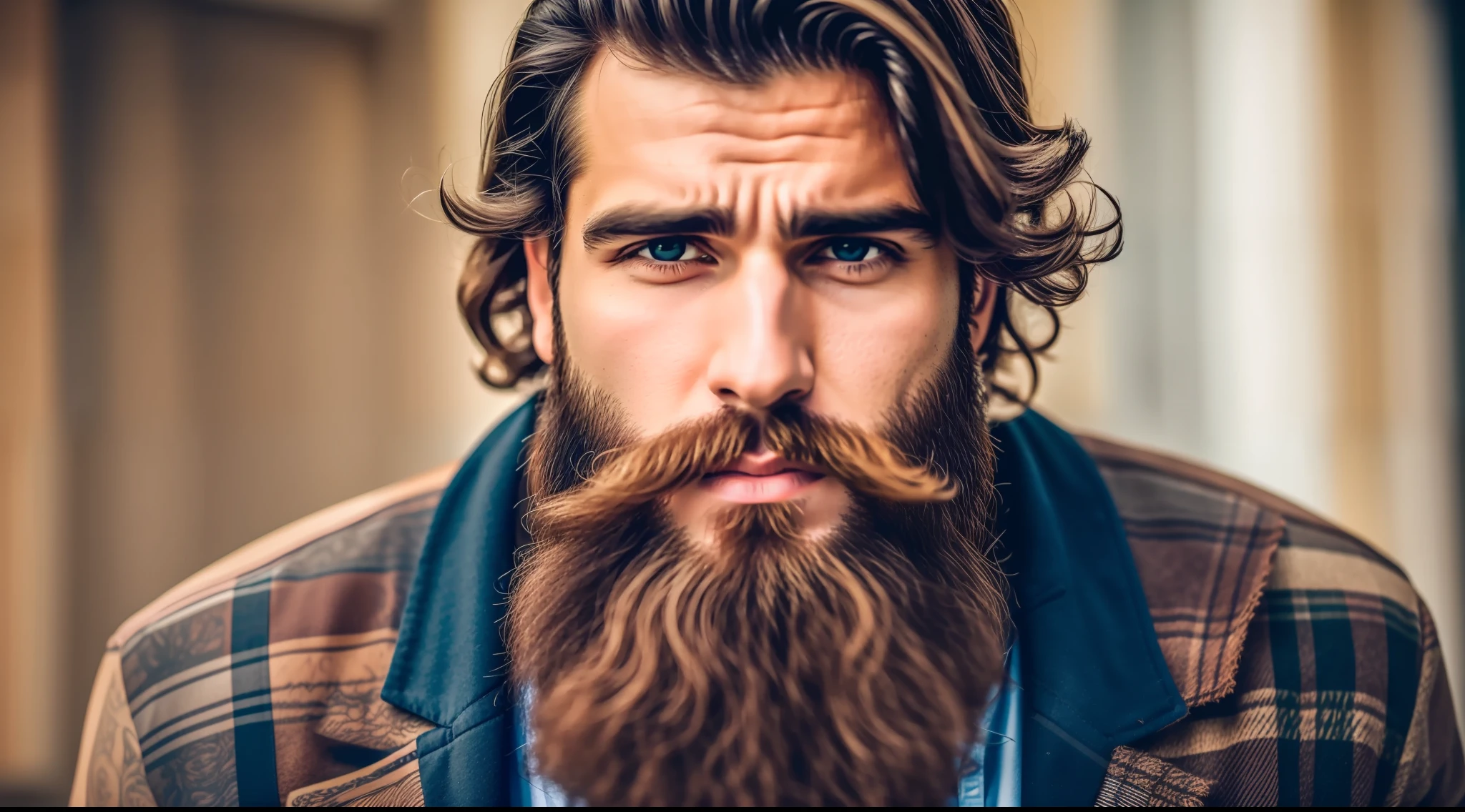 (Best quality) Man with dissatisfied beard