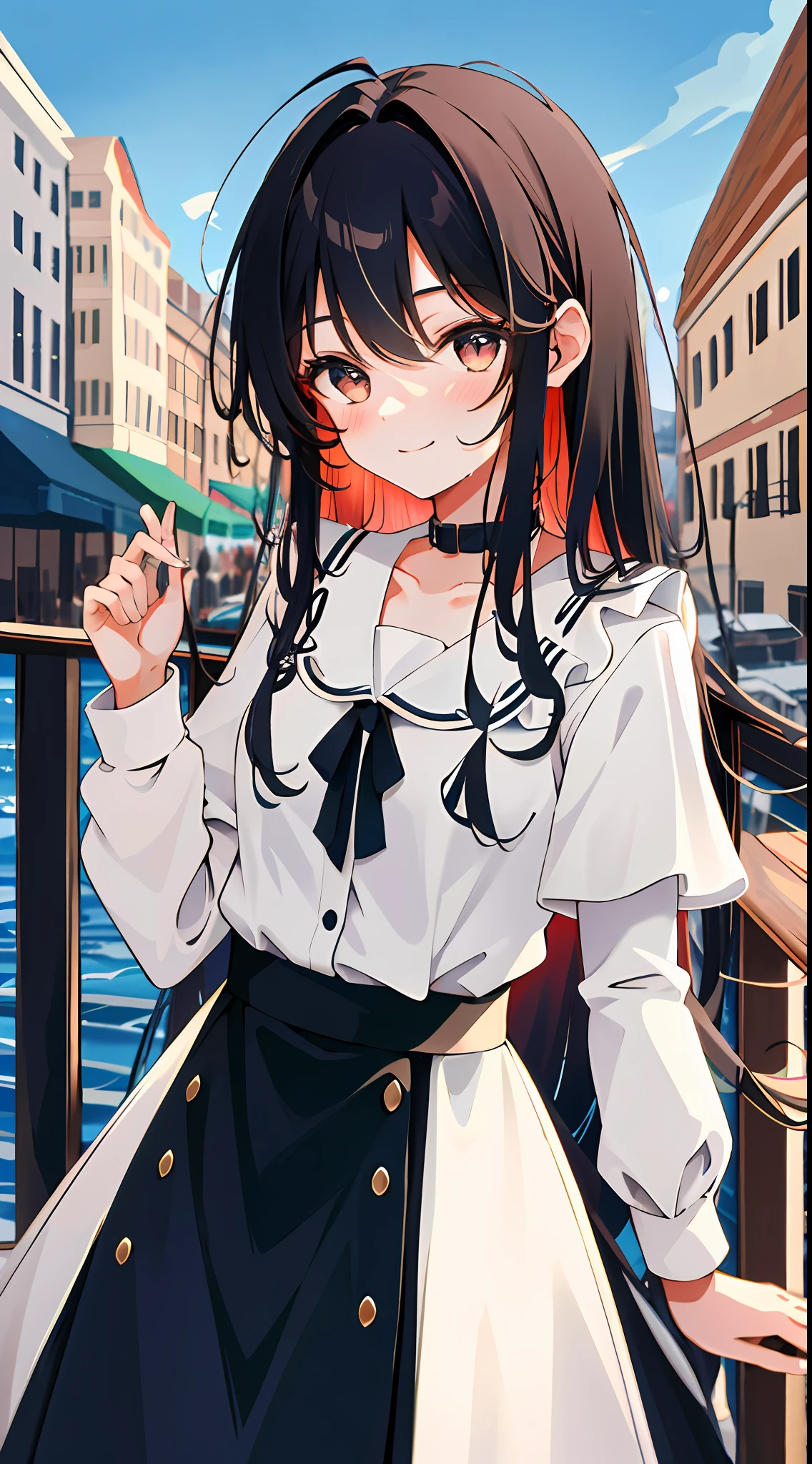 8K, Best Quality, Masterpiece: 1.2) , Super Detail, 1 Girl, Cute, Indie, Beautiful Detail Sky, Detail Cafe, Evening, Sit, Dating, (Nose Red) , Sweet Smile, (Smile: 1.15) , (Shut Up) Small Tits, Small Beautiful Detail Eyes, (Collar Shirt: 1.1) , Night, Wet, Business Dress, Long Hair, Flowing Hair,