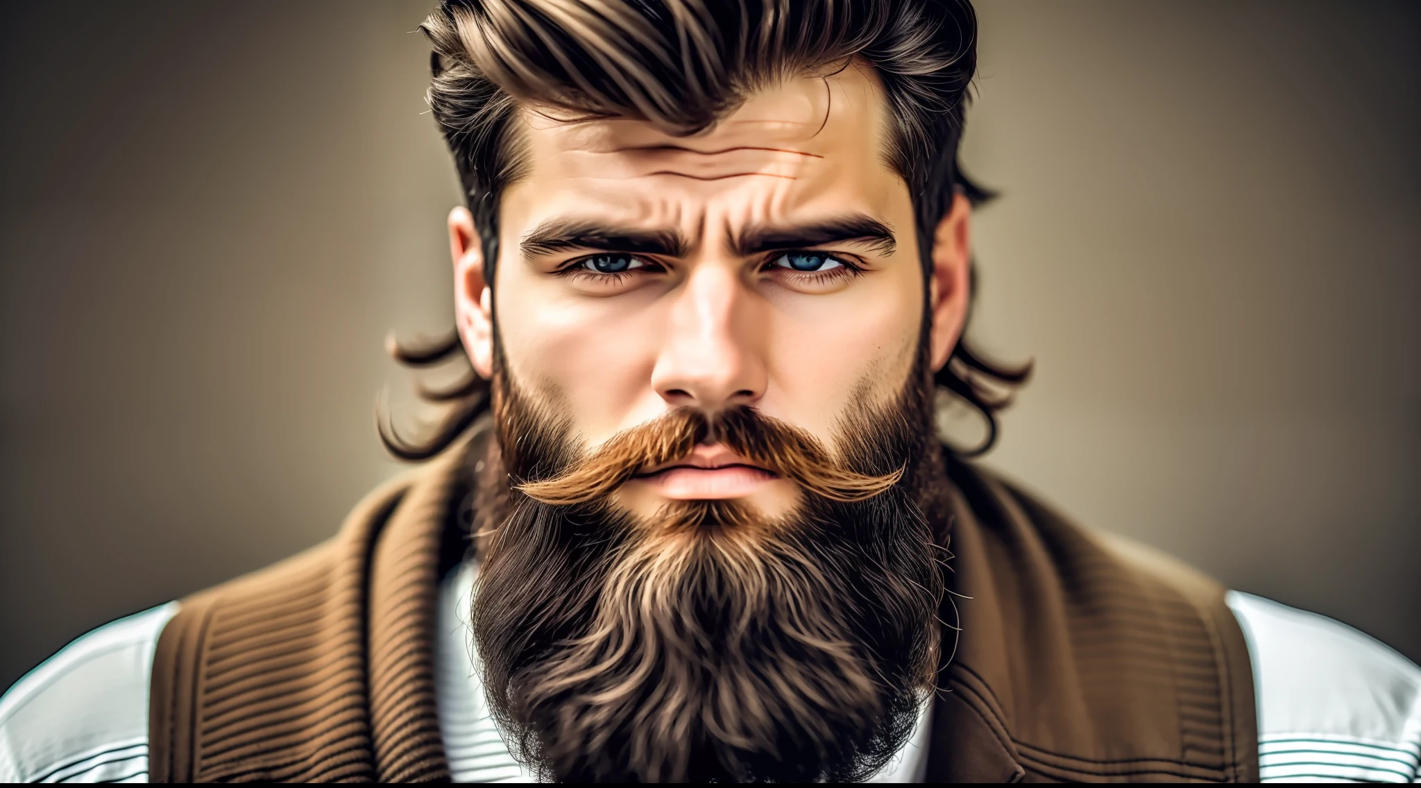 (Best quality) Man with dissatisfied beard