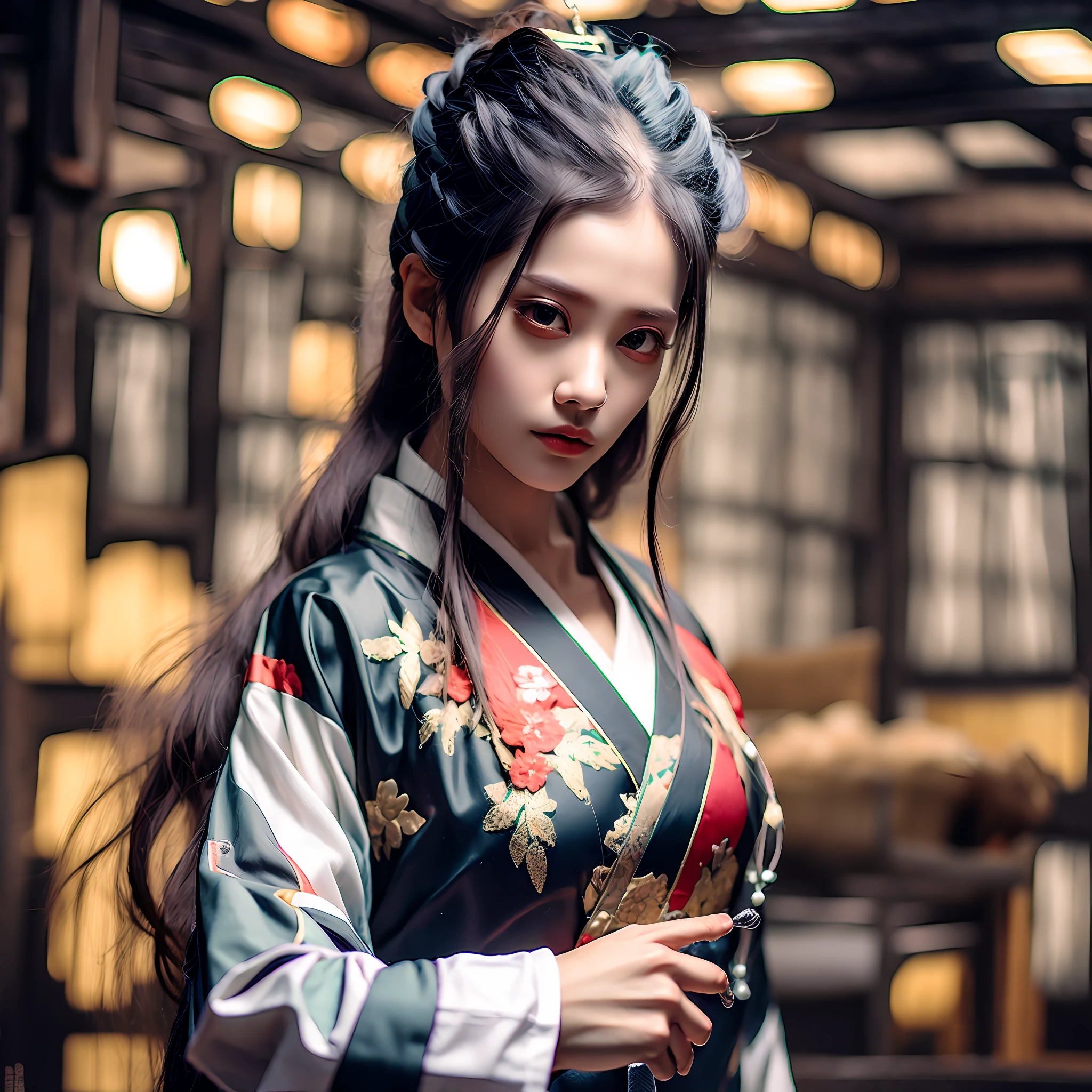 Japan person, pretty man, slender figure, long black hair, very detailed face and skin texture, detailed eyes, double eyelids, indoor --auto --s2