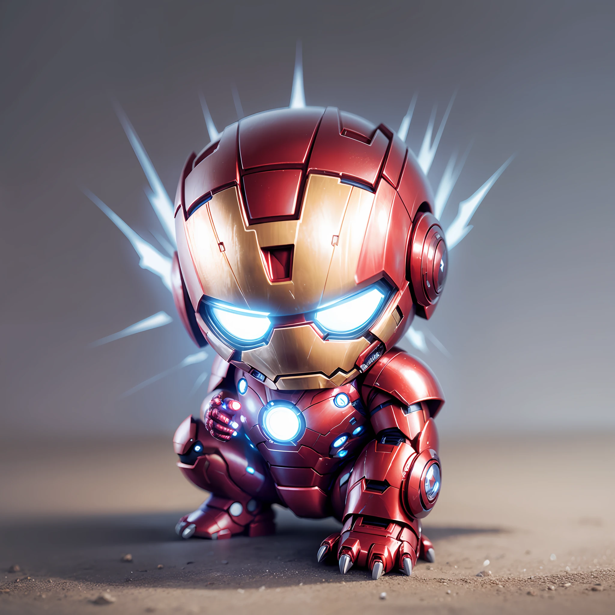 Iron Man Marvel Hero, 3D, Cute, Small, Baby, White Background, Full Body --auto --s2