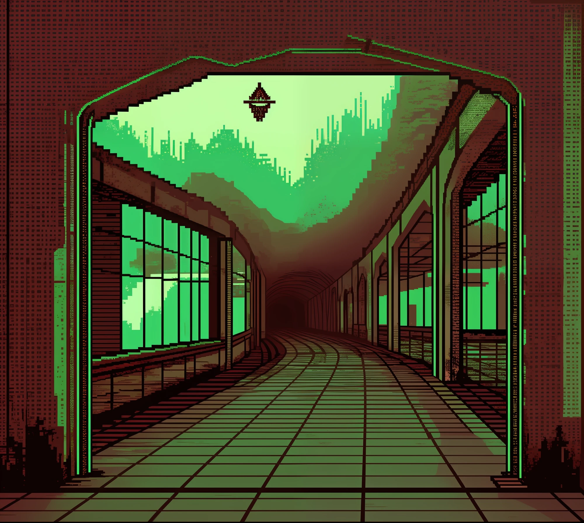 pixel art, underpass, liminal space of nightmare, horror, masterpiece, 8bit style,