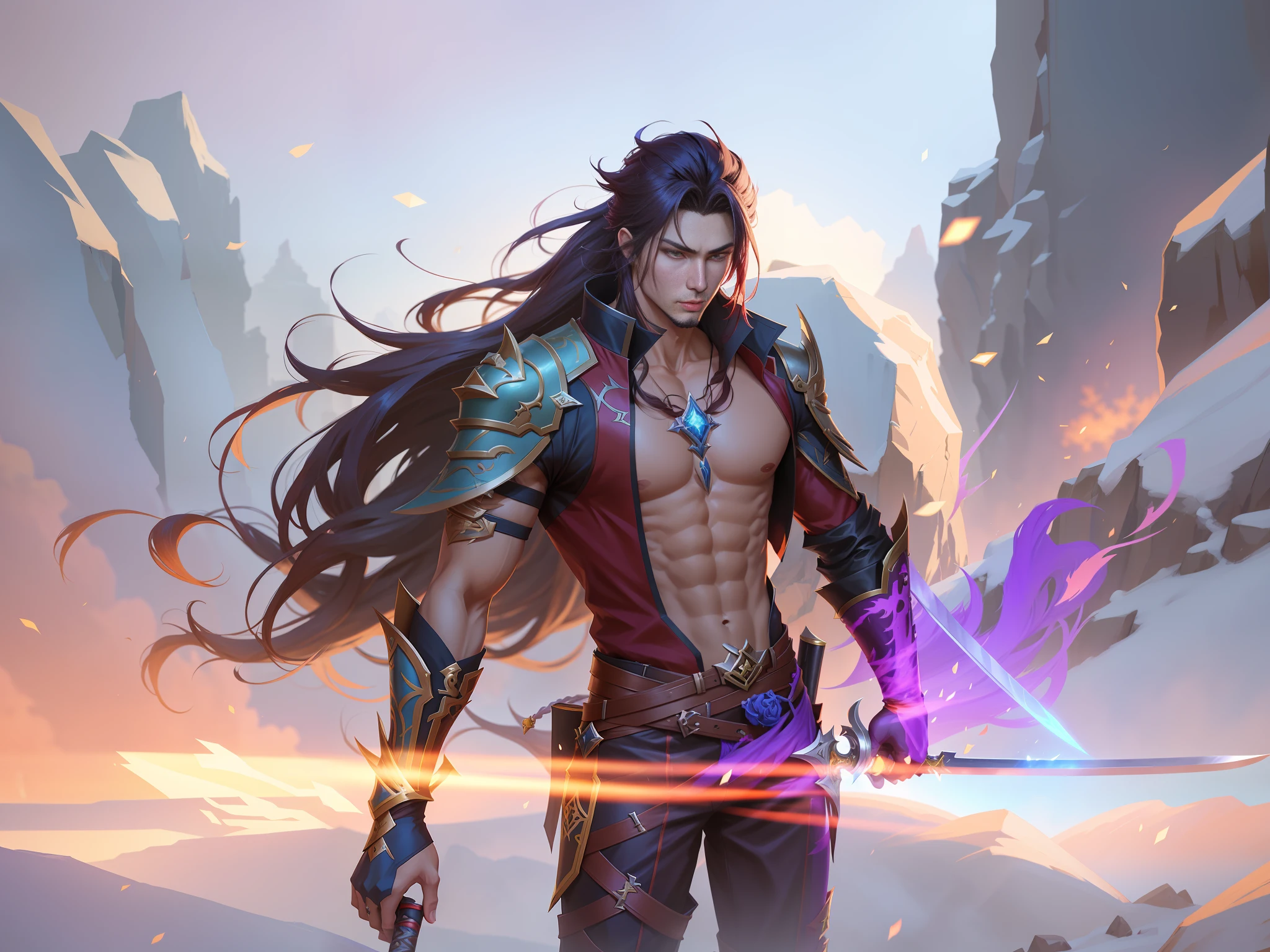 anime - style image of a male character with a sword in his hand, sylas, by Yang J, handsome guy in demon slayer art, g liulian art style, casimir art, rossdraws 1. 0, keqing from genshin impact, epic fantasy art style, epic fantasy digital art style, chengwei pan on artstation, badass anime 8 k