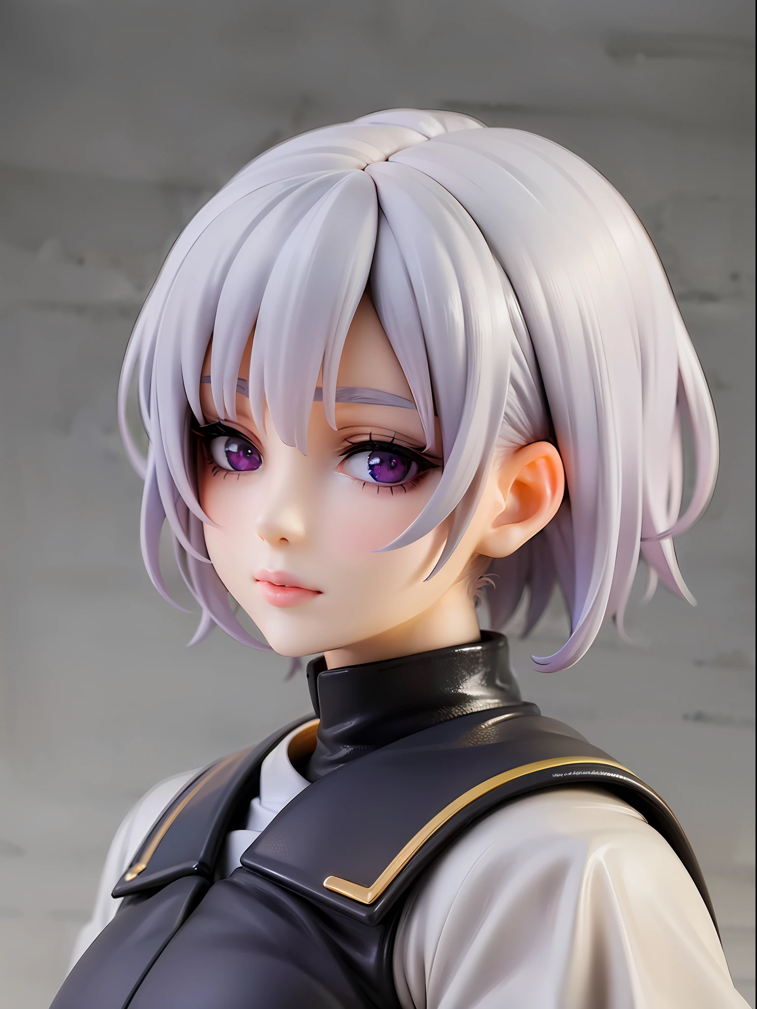 1girl,white hair, short hair, school uniform, beautiful eye, simple background, highres, ultra detailed, absurdres