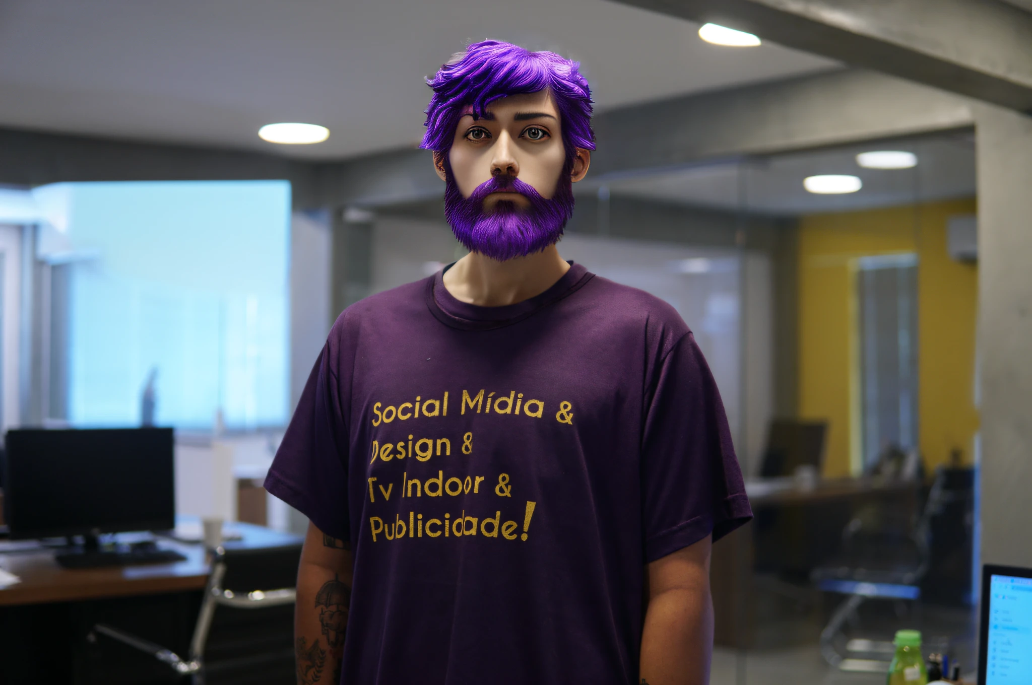 /imagine PURPLE 4k, brain inside a pot, wormhole, purple fire hair