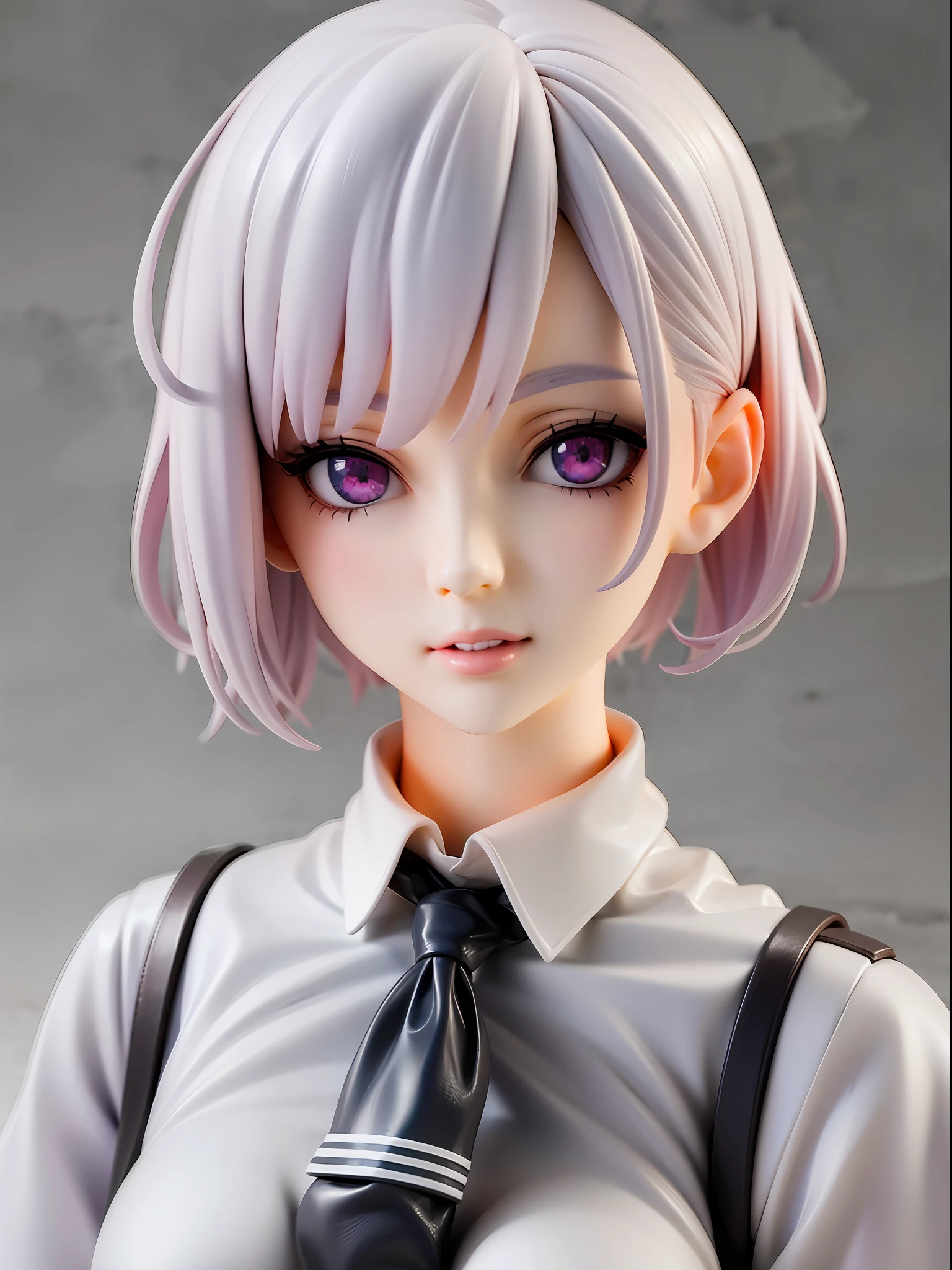 1girl,white hair, short hair, school uniform, beautiful eye, simple background, highres, ultra detailed, absurdres