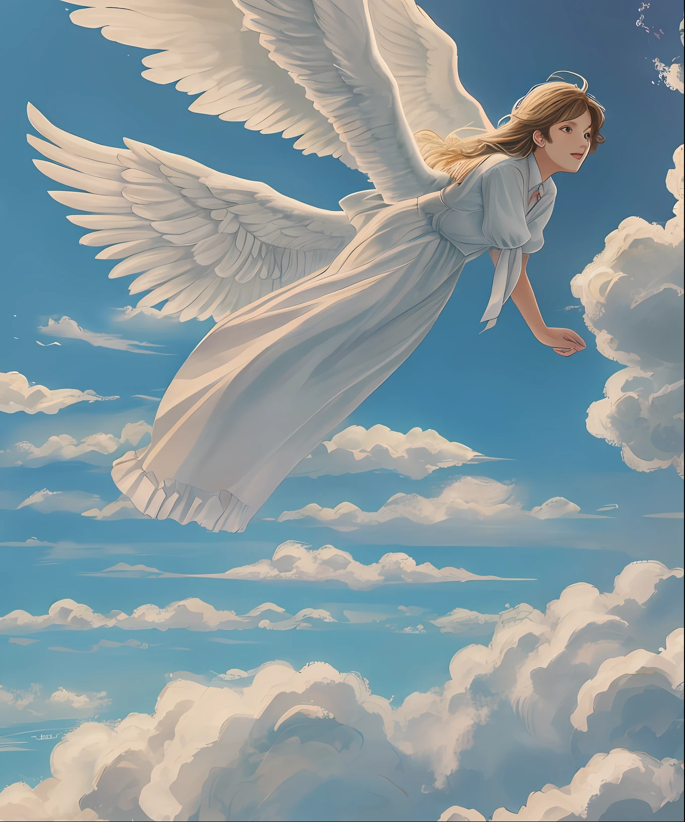 angels flying in the clouds