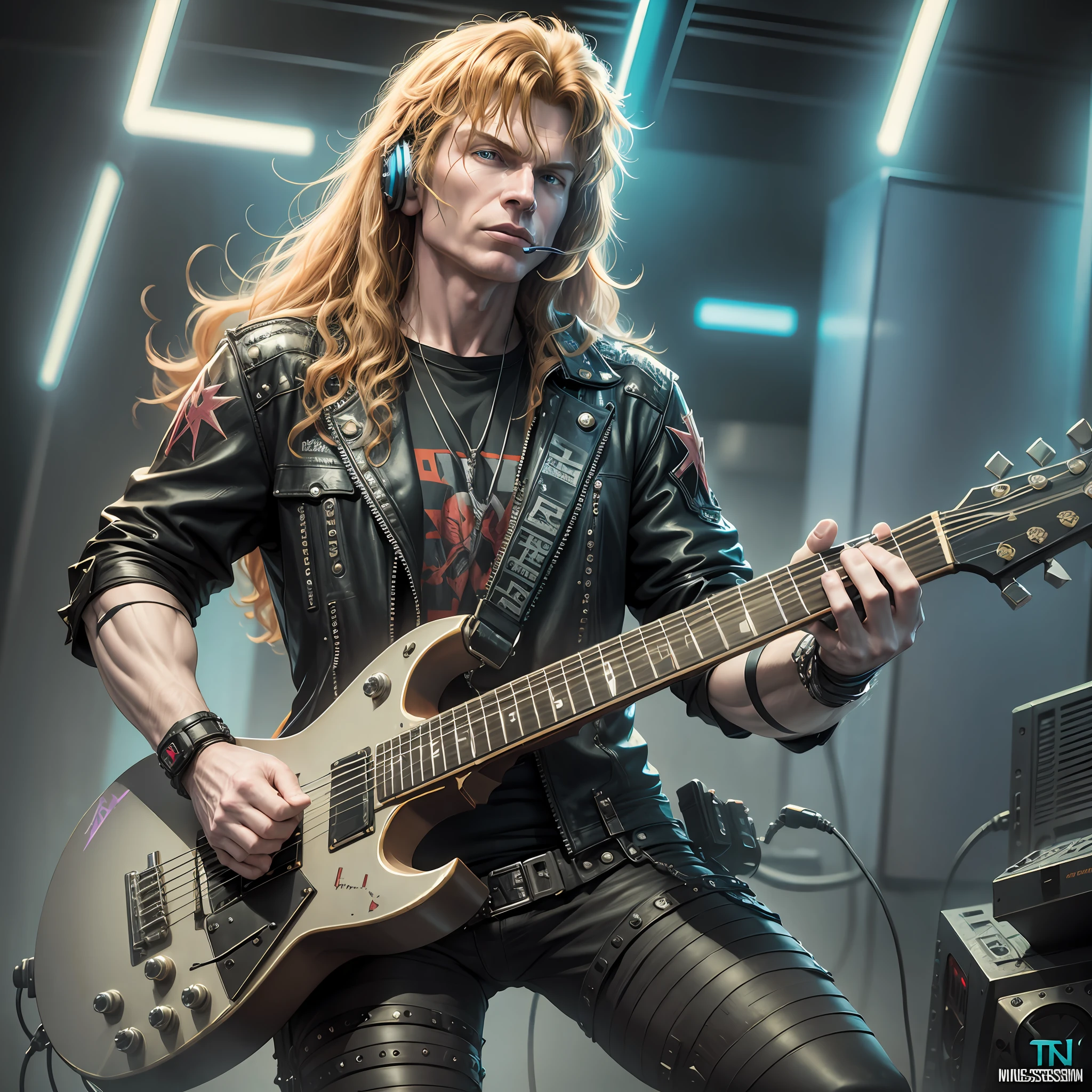 Dave Mustaine on a cyberpunk stage --auto --s2