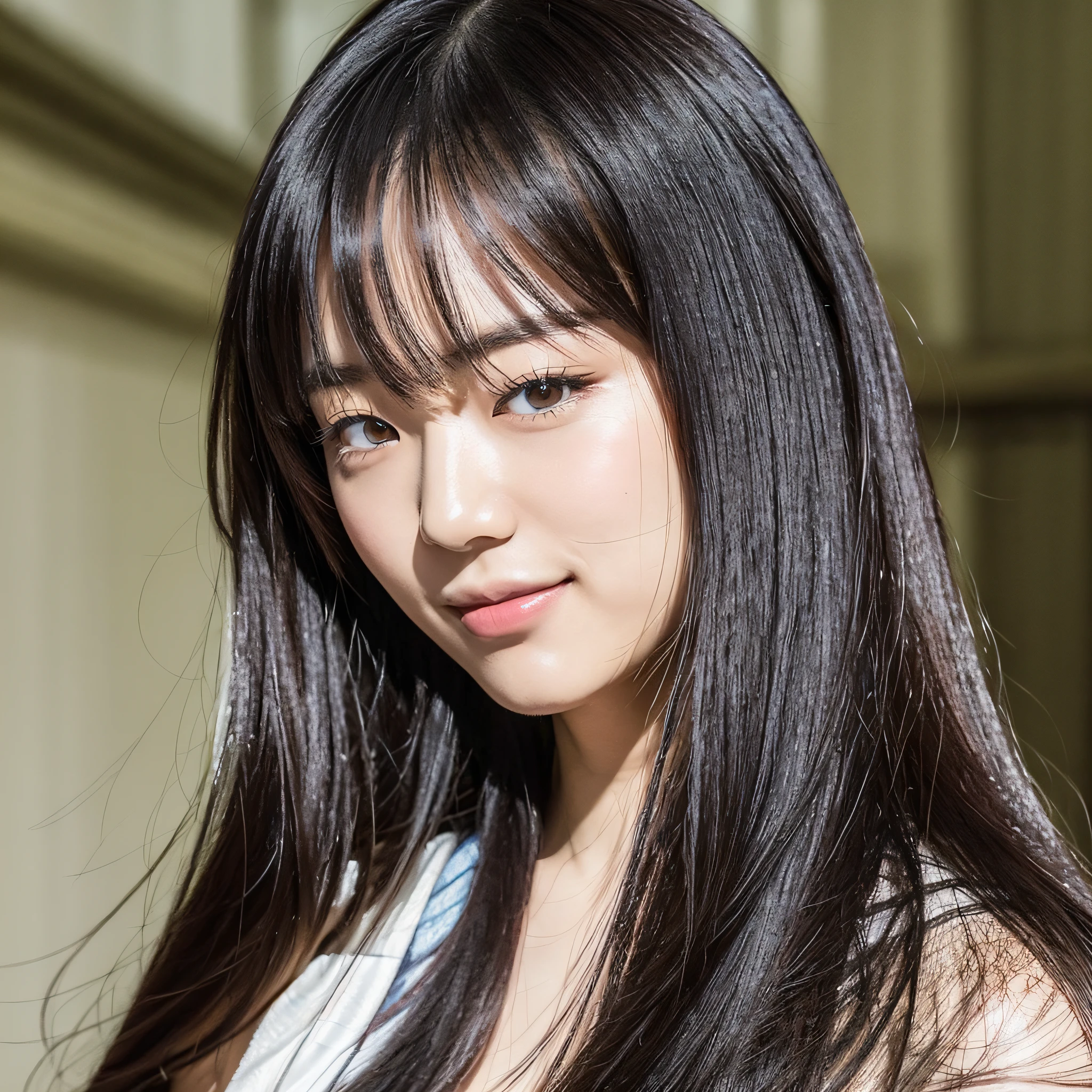 Japan man, pretty man, slender figure, long black hair, highly detailed face and skin texture, detailed eyes, double eyelids, smile, indoor --auto --s2