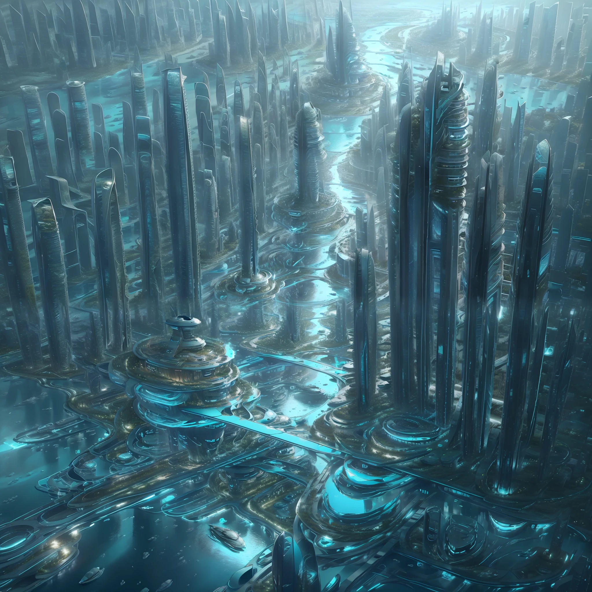 modern futuristic design large underwater city, futuristic underwater cityscape, a artificial waterfall and a pond with colorful flowers in the middle, nature meets underwater architecture, built inside ocean, realistic beehive architecture, organic underwater architecture, very close to real nature, breathtaking render,city with underwater forest , advanced civilization technology,stunning architecture, luxury architecture, realistic fantasy render, by Zha Shibiao, epic and stunning, architectural visualization, epic architecture, concept art. 8 k