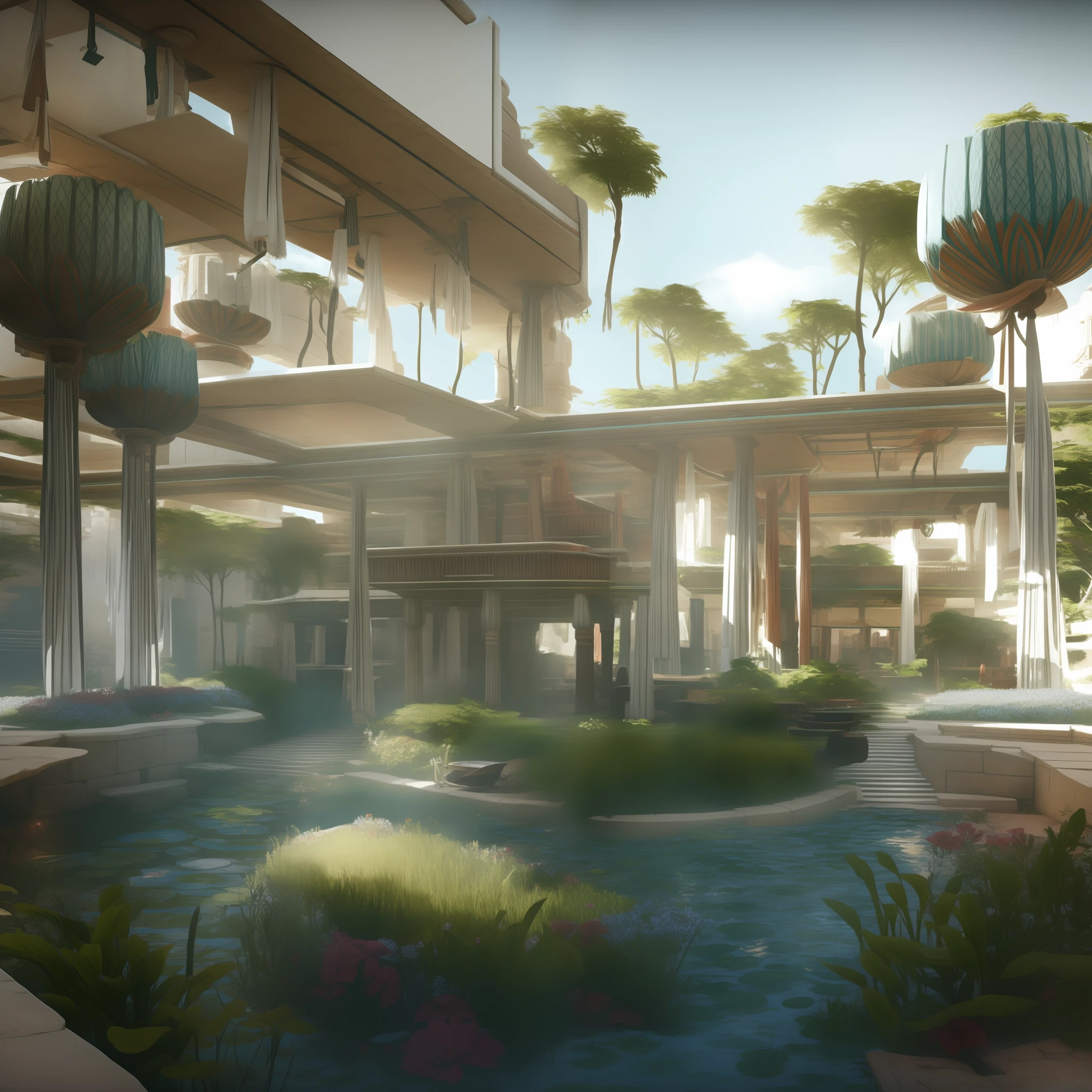 modern futuristic design large underwater city, futuristic underwater cityscape, a artificial waterfall and a pond with colorful flowers in the middle, nature meets underwater architecture, built inside ocean, realistic beehive architecture, organic underwater architecture, very close to real nature, breathtaking render,city with underwater forest , advanced civilization technology,stunning architecture, luxury architecture, realistic fantasy render, by Zha Shibiao, epic and stunning, architectural visualization, epic architecture, concept art. 8 k