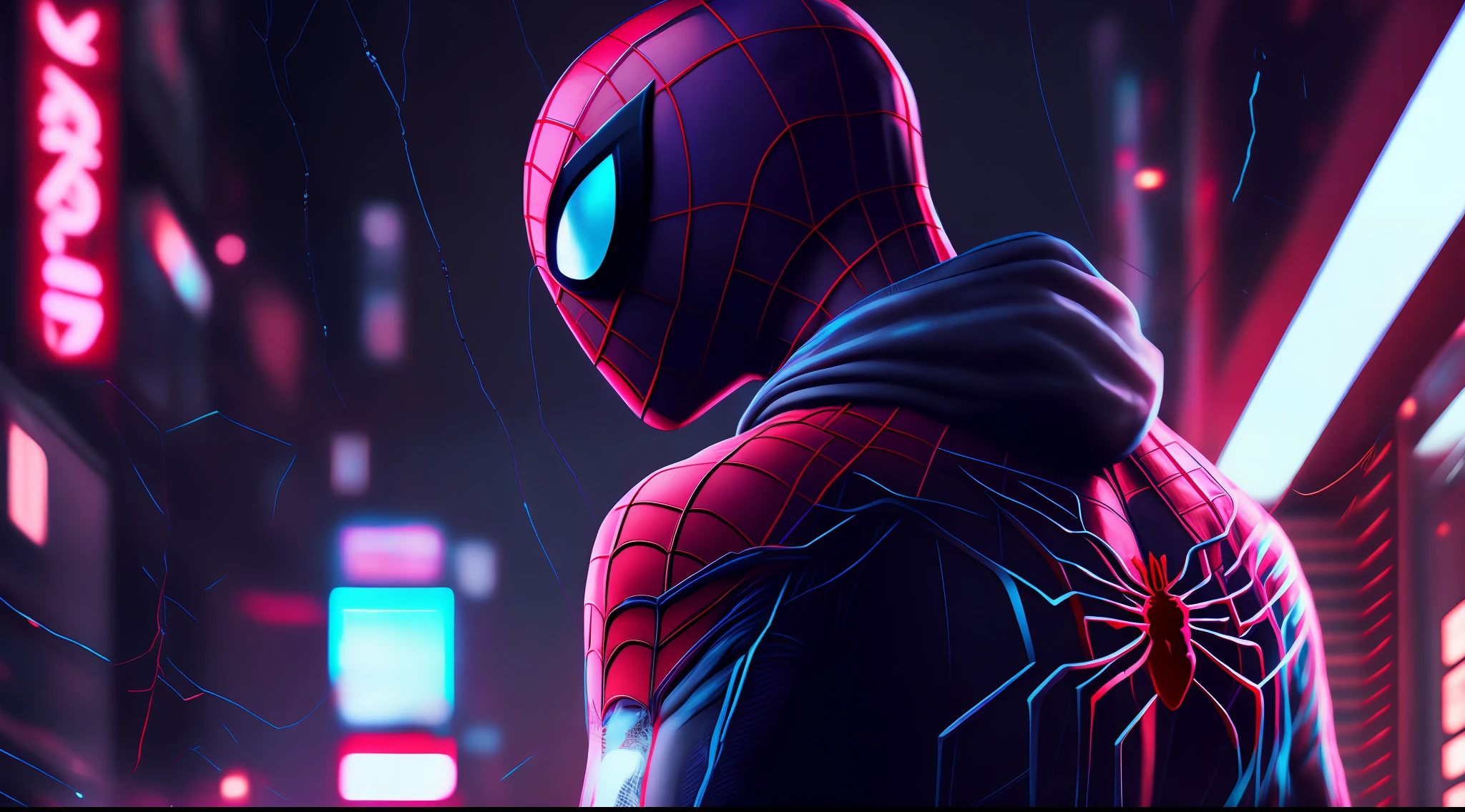 Spider man,Cyberpunk,8k.