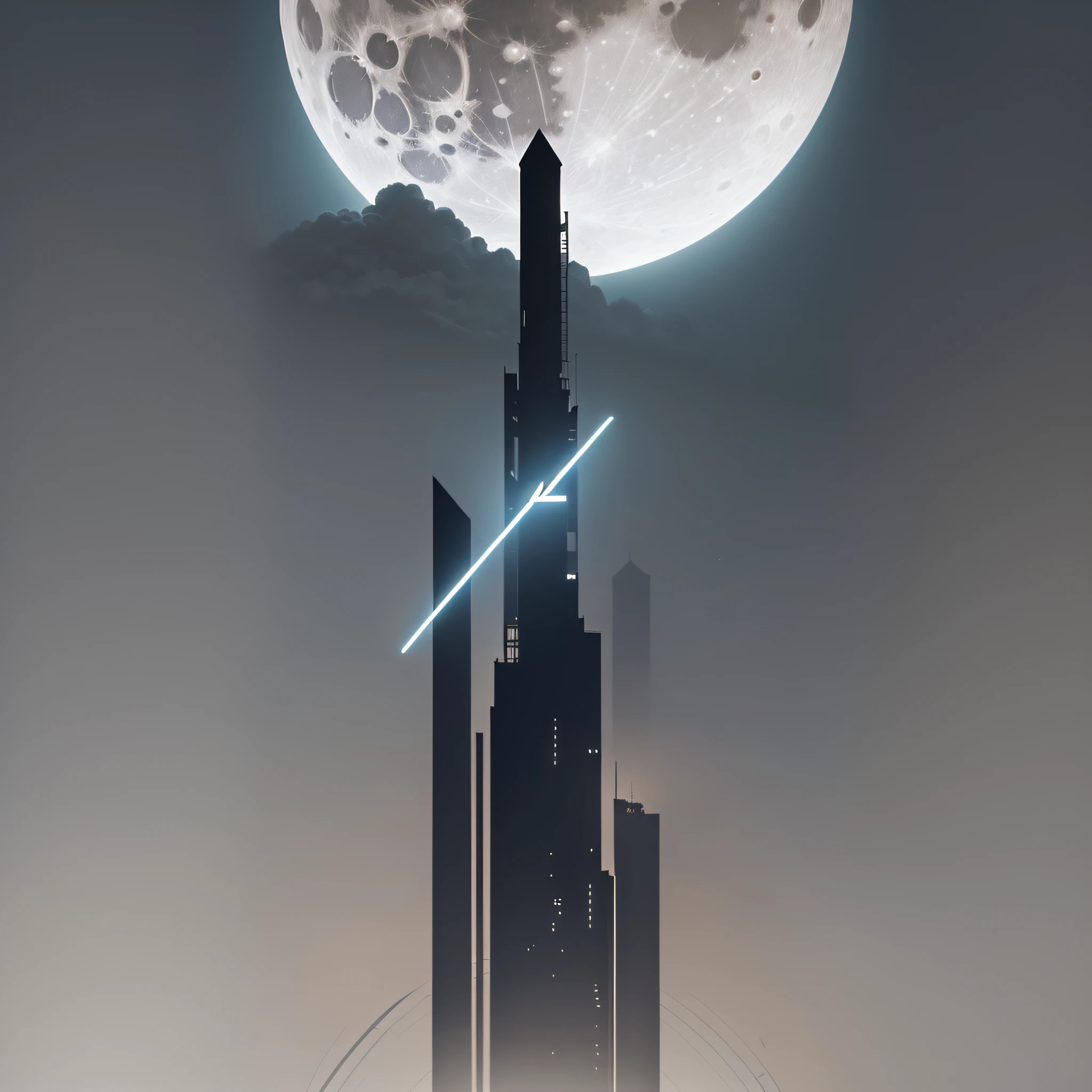 should not contain people, just an arrow pointing to the moon, better quality, dark background, minimalist and mysterious atmosphere: 0.9) --auto --s2