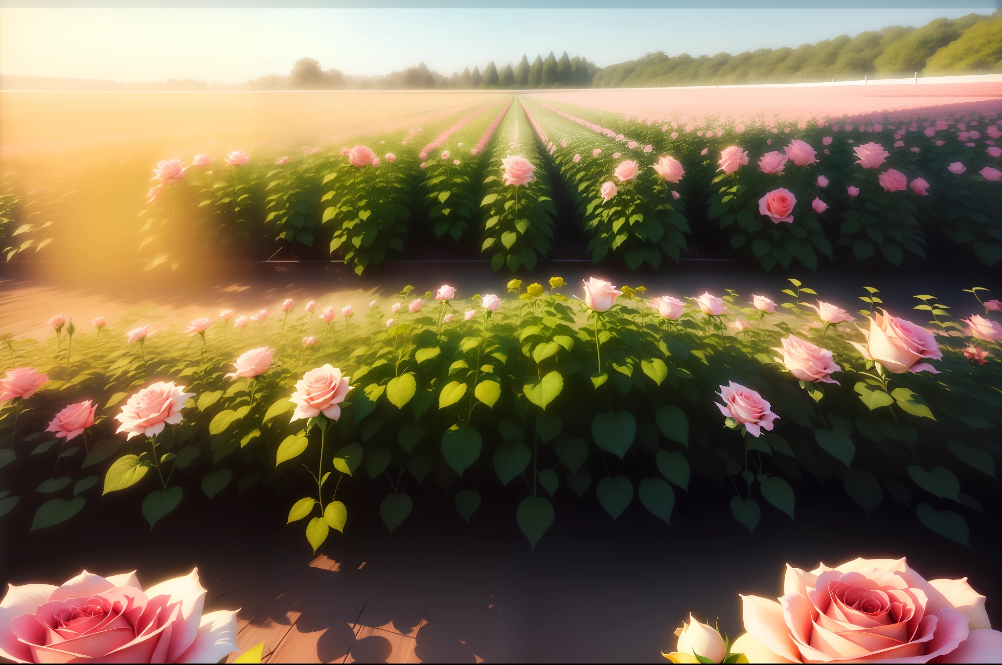 In a rose planting greenhouse, a close-up of a greenhouse with many rose flowers growing in it, in a blooming greenhouse, huge greenhouse, with a flower field as the foreground, facing the camera, flower field, hydroponic farm, a lot of plants and flowers, flower environment, roses, there are red roses, white roses, pink roses, yellow roses, looking at the lens, flower fields, a lot of flowers, beautiful and aesthetic, beautiful beauty, roses under movie lights, nature and floral aesthetics, rose garden, roses, beautiful images, roses, (8k wallpaper, masterpiece, Super detailed, best shadows), (detailed background), high contrast, (best lighting, extremely refined and beautiful), (caustic)), dynamic angles, beautiful details glow,