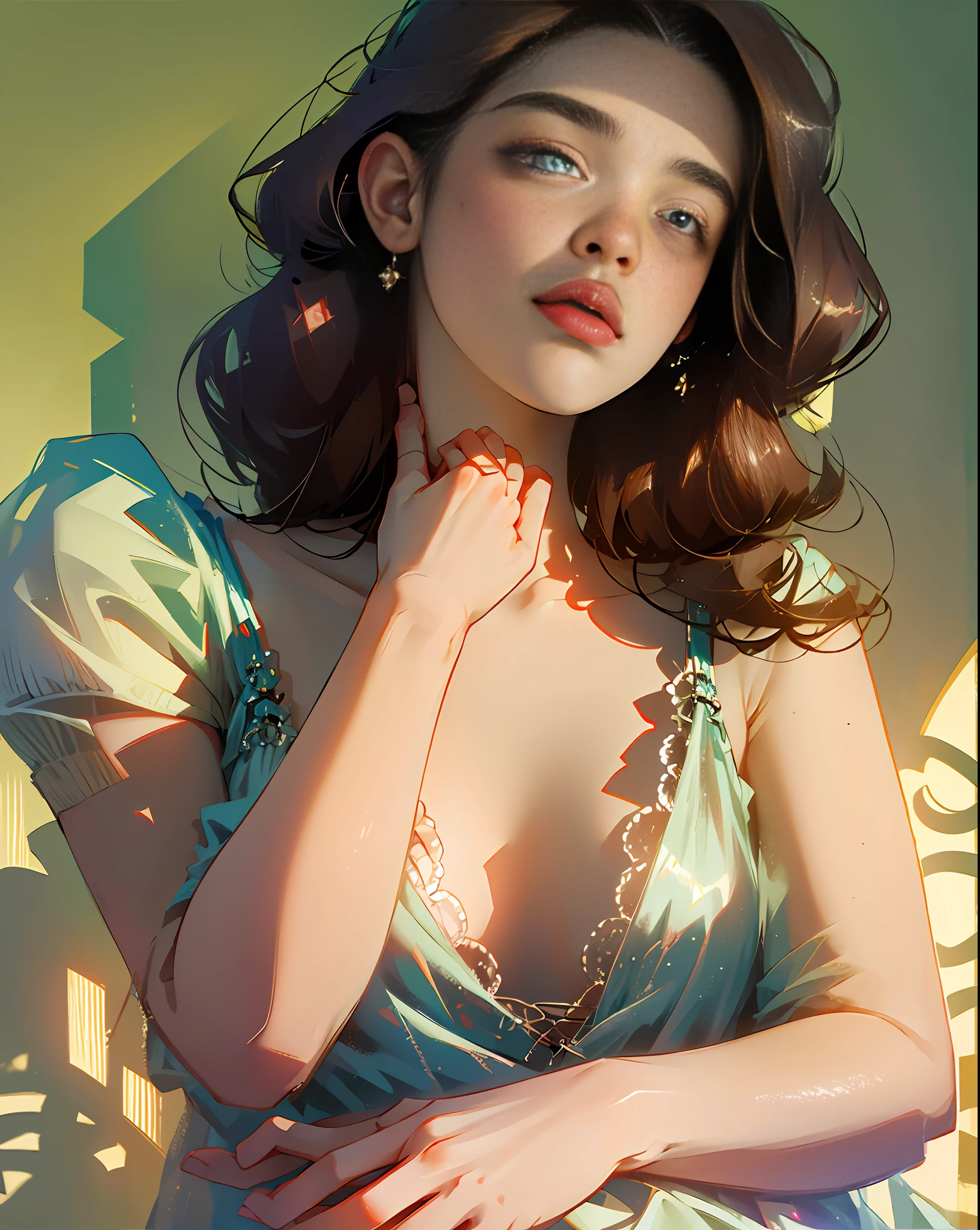 Masterpiece, top quality, high resolution, solo, small, interior, transparent, staggered bra, side lace-up t-back, lie down, from above, open arms, anger, bed, messy lingerie, heavy breathing, expressio --auto --s2