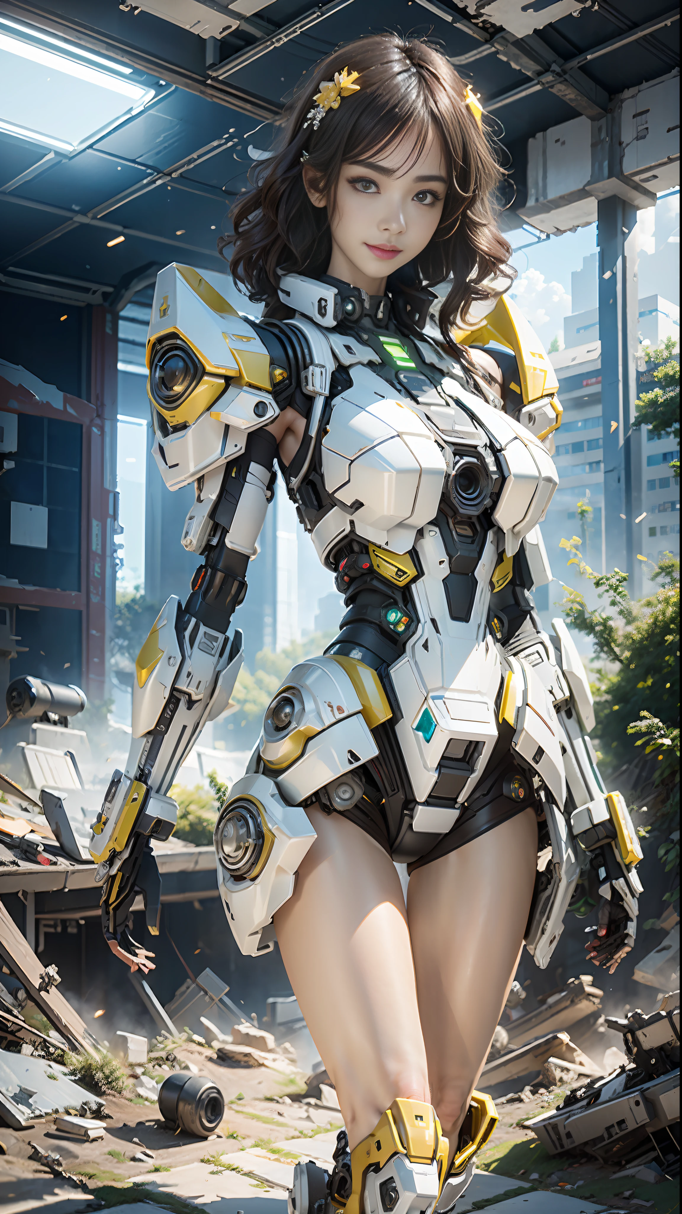 ((Best quality)), ((masterpiece)), (highly detailed:1.3), 3D,Shitu-mecha, beautiful cyberpunk women with her mecha in the ruins of city from a forgoten war, ancient technology,HDR (High Dynamic Range),Ray Tracing,NVIDIA RTX,Super-Resolution,Unreal 5,Subsurface scattering,PBR Texturing,Post-processing,Anisotropic Filtering,Depth-of-field,Maximum clarity and sharpness,Multi-layered textures,Albedo and Specular maps,Surface shading,Accurate simulation of light-material interaction,Perfect proportions,Octane Render,Two-tone lighting,Low ISO,White balance,Rule of thirds,Wide aperature,8K RAW,Efficient Sub-Pixel,sub-pixel convolution,luminescent particles,light scattering,Tyndall effect