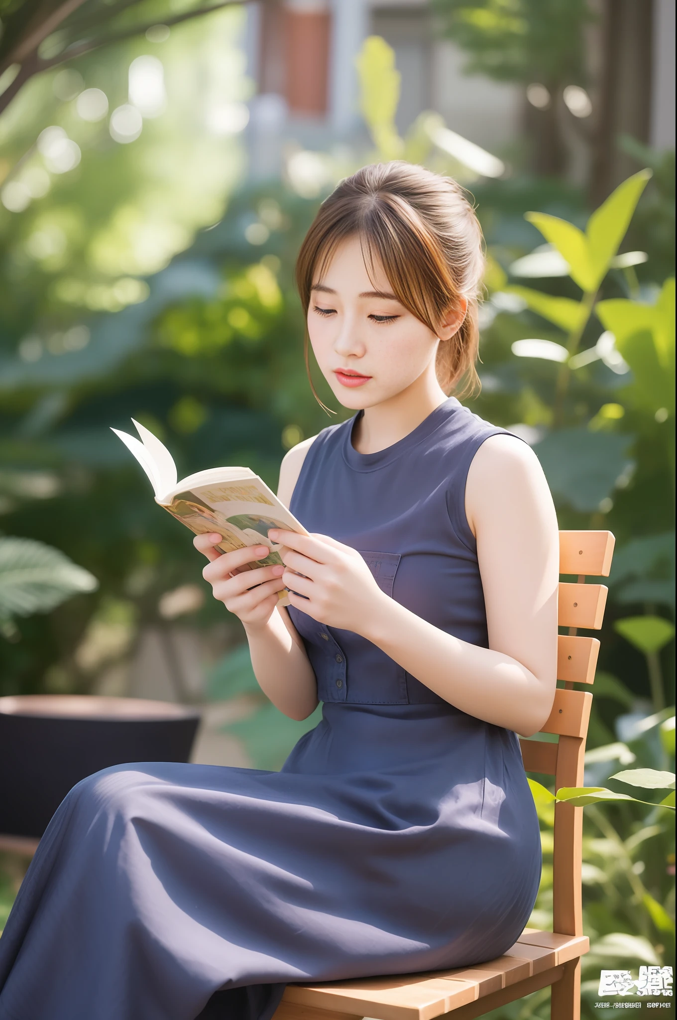 A pretty girl reading a book