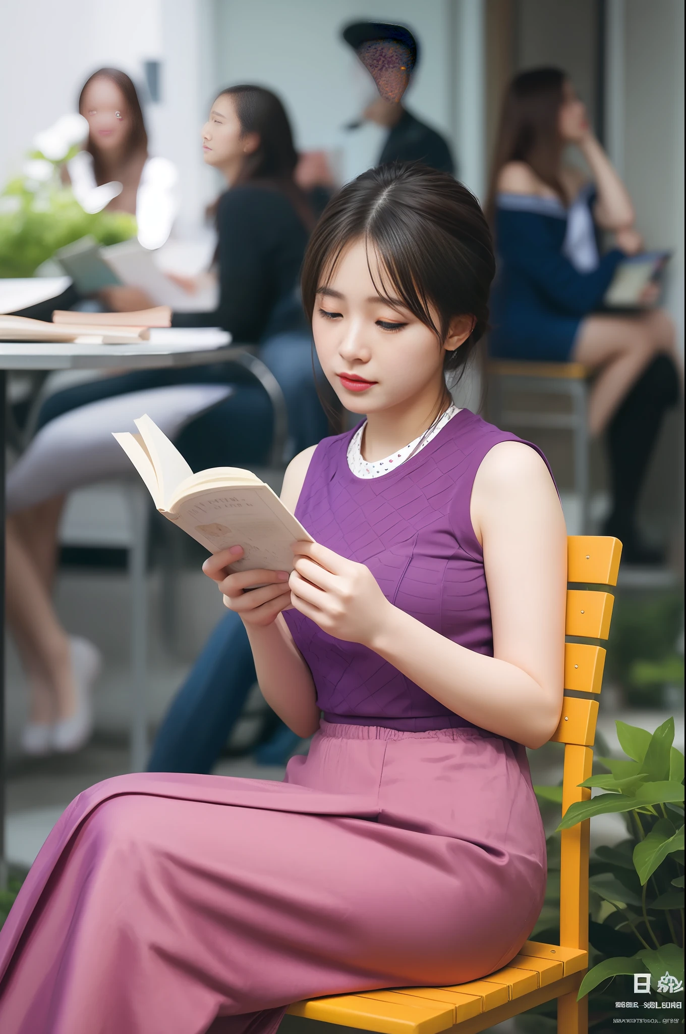 A pretty girl reading a book