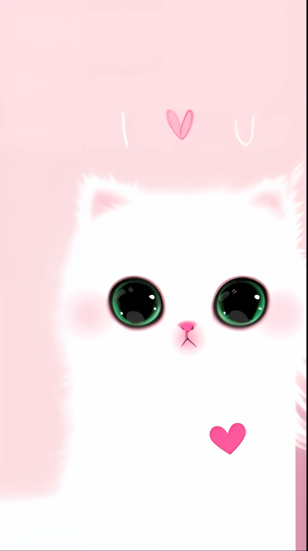 there is a white cat with green eyes and a heart on its head, kawaii cat, anime visual of a cute cat, cute cat, very beautiful cute catgirl, dream animal cute eyes, cute digital art, white ( cat ) girl, white cat in a pink dress, cute artwork, a cute cat, cute adorable, white cat, cute detailed digital art