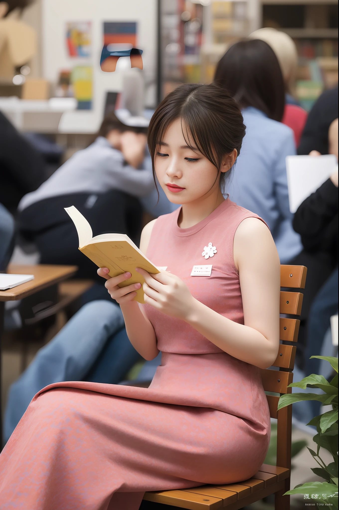 A pretty girl reading a book
