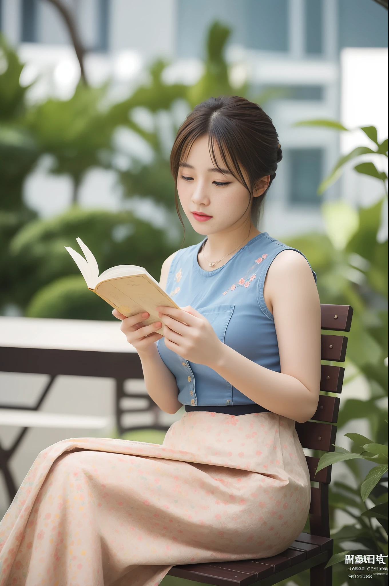 A pretty girl reading a book