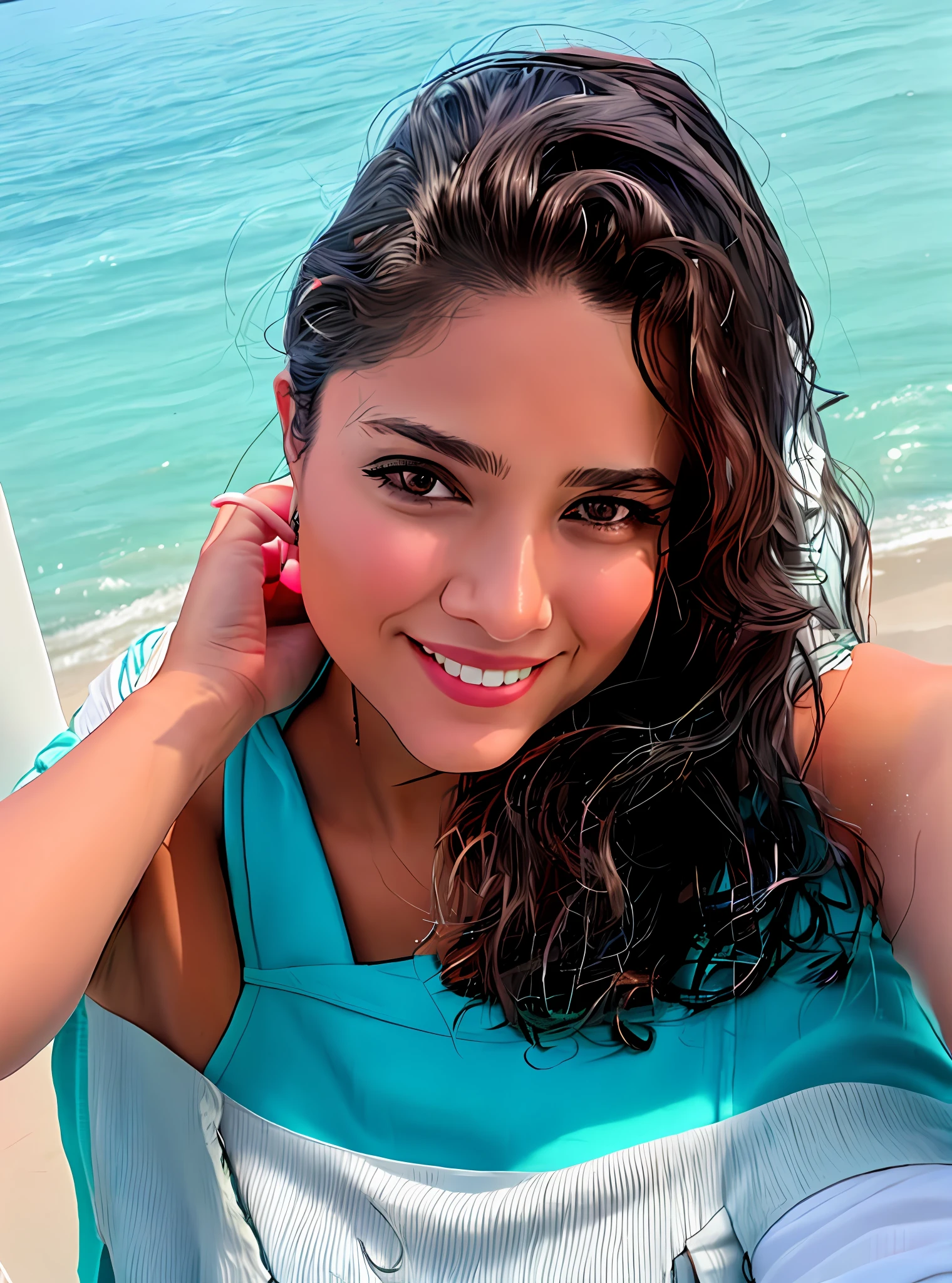 there is a woman who is smiling, 3 0 years woman , 30 years woman , selfie of a young woman, women 40 years old, andrea rocha, malika favre, by Nándor Katona, about 3 5 years old, fernanda suarez, 3 2 years old, 38 years old