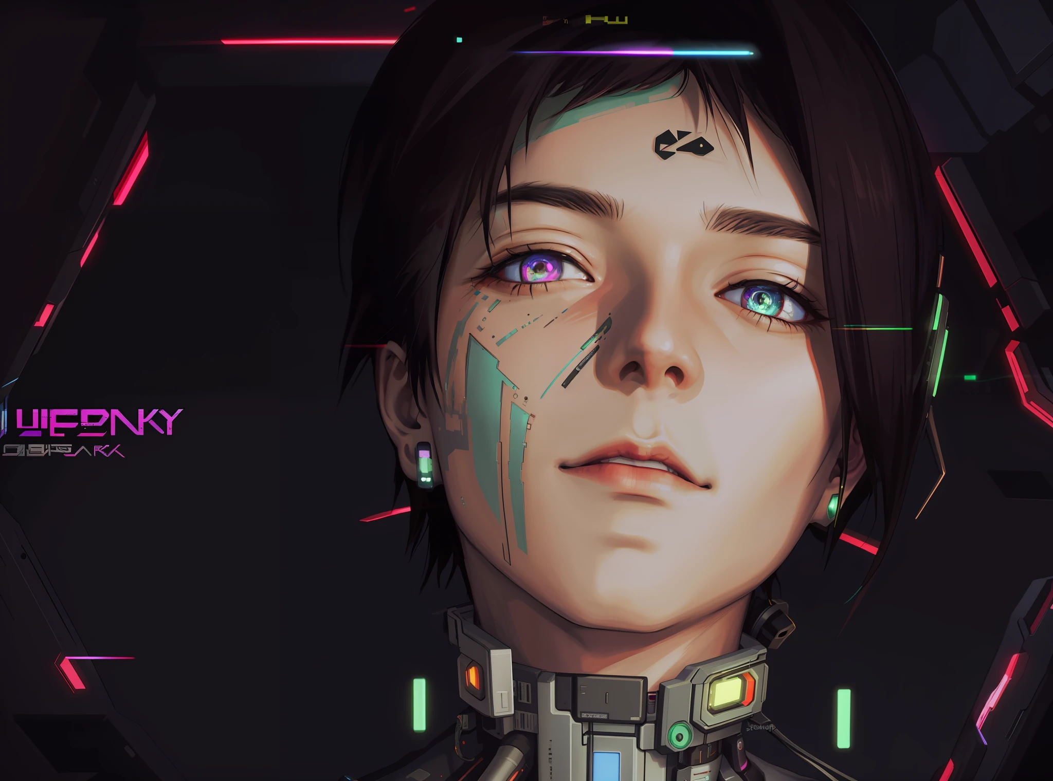 ((Best Quality)), ((Masterpiece)), Extreme Face Detail, Extreme Eye Detail, Cyberpunk Background, Night, Neon Lights, Scattered Wires, Depth of Field, Post Processing, 8k Digital Cyberpunk Art, Cyberpunk Art, Cyberpunk Anime Boy Mecha, Cyberpunk Art, Cyberpunk Art, Modern Cyberpunk, Cyberpunk Art Style, Cyberpunk Art Surreal 8K, Male Neuromancer, 4K Highly Detailed Digital Art, Cyberpunk Anime Boy, Cyberpunk Art Style