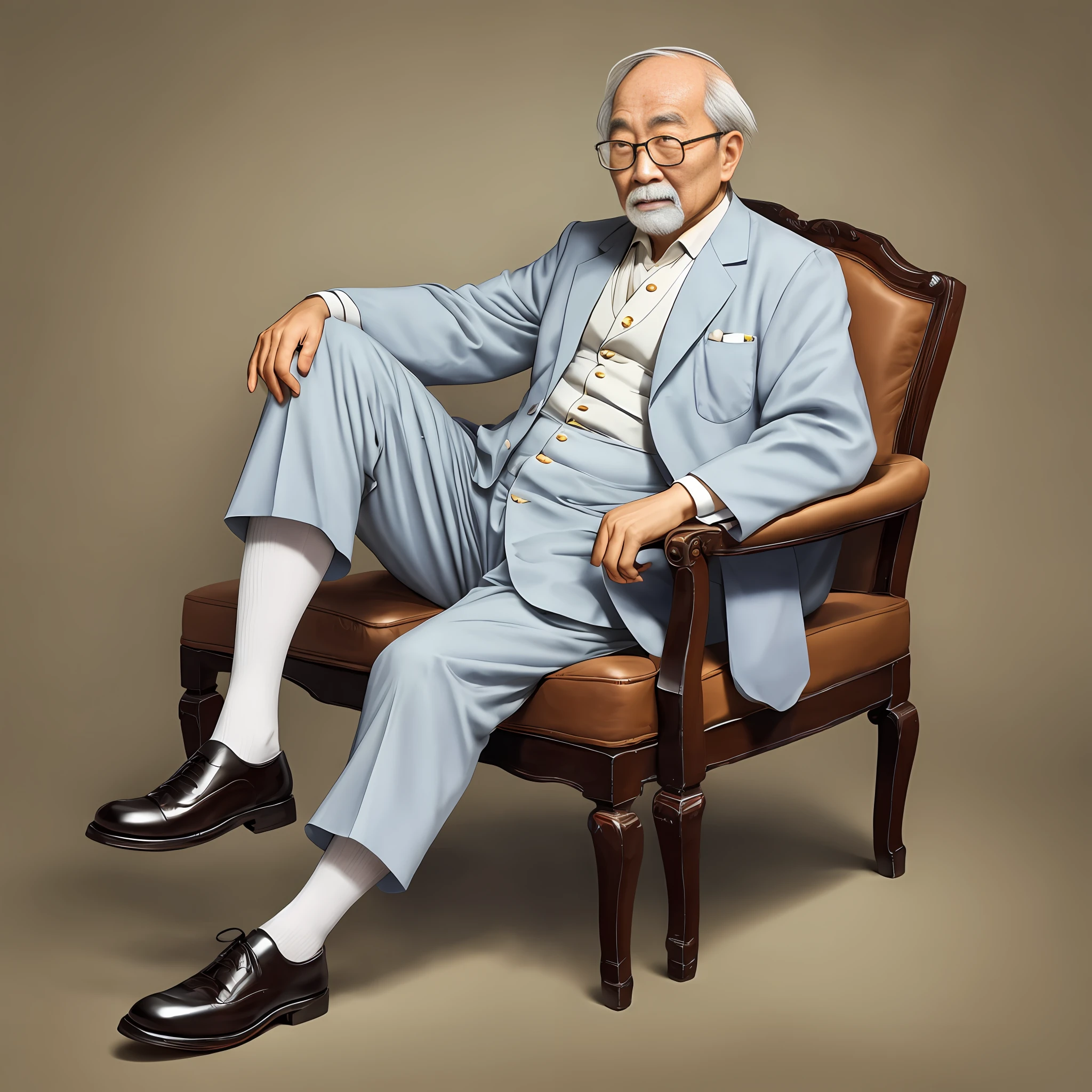 Suit Leaky ankle White stockings Chinese old man slightly fat Elegant Atmospheric Kind old man Old man Old man Wearing glasses Wearing leather shoes Old gentleman Doctor