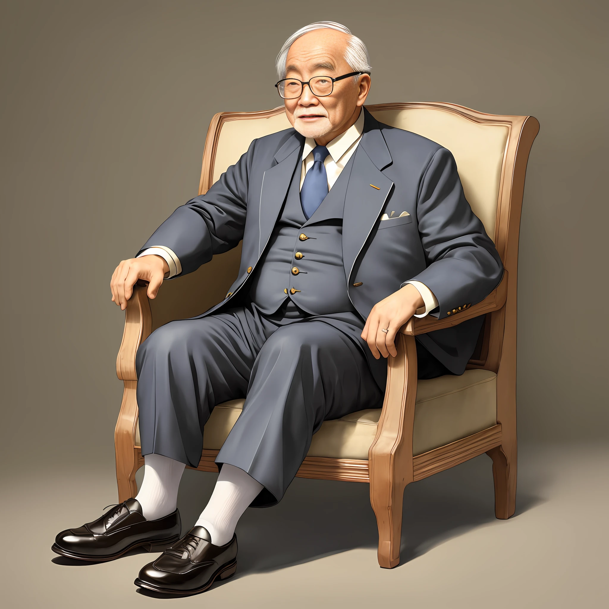 Suit Leaky ankle White stockings Chinese old man slightly fat Elegant Atmospheric Kind old man Old man Old man Wearing glasses Wearing leather shoes Old gentleman Doctor