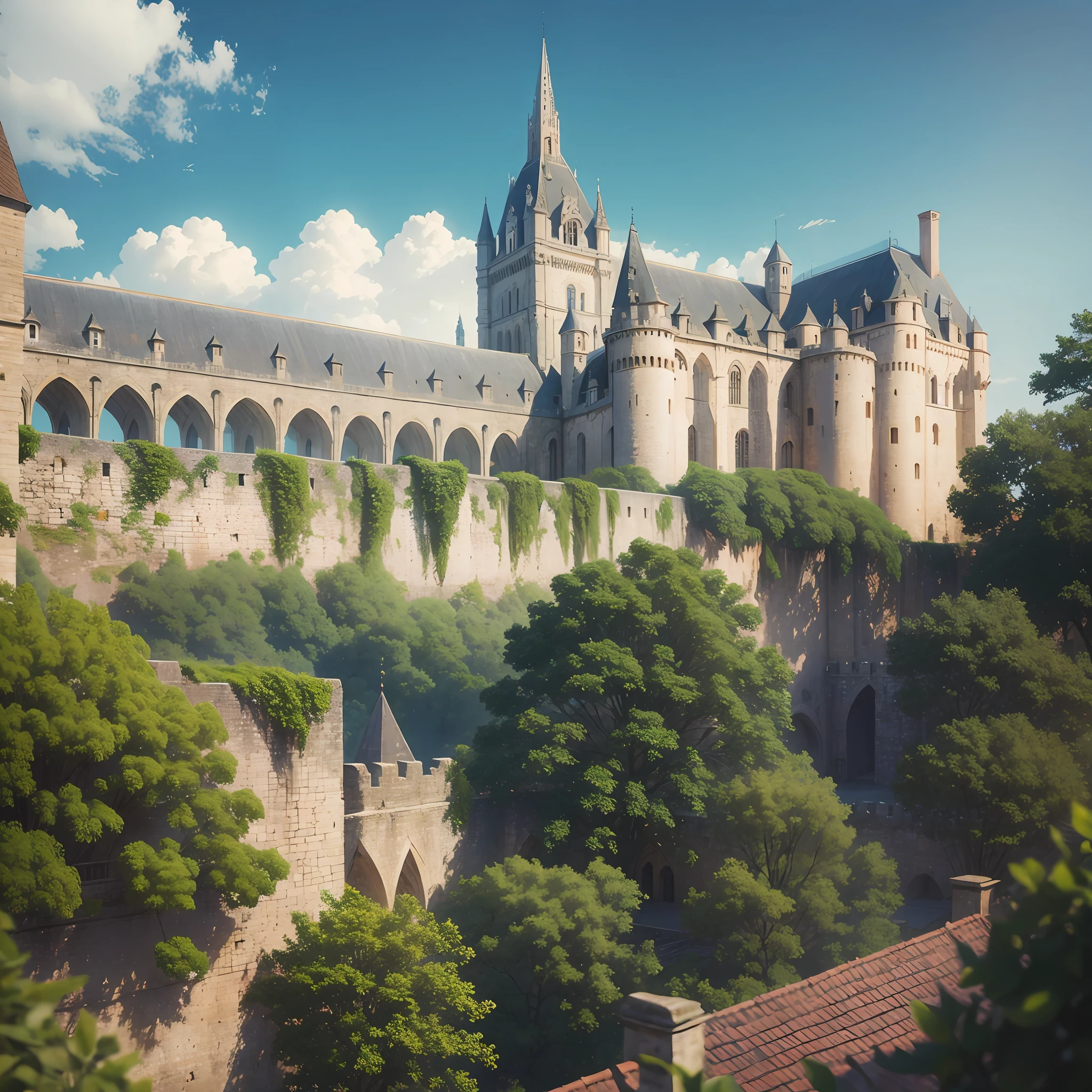 Medieval city, majestic, walled, bustling --auto --s2