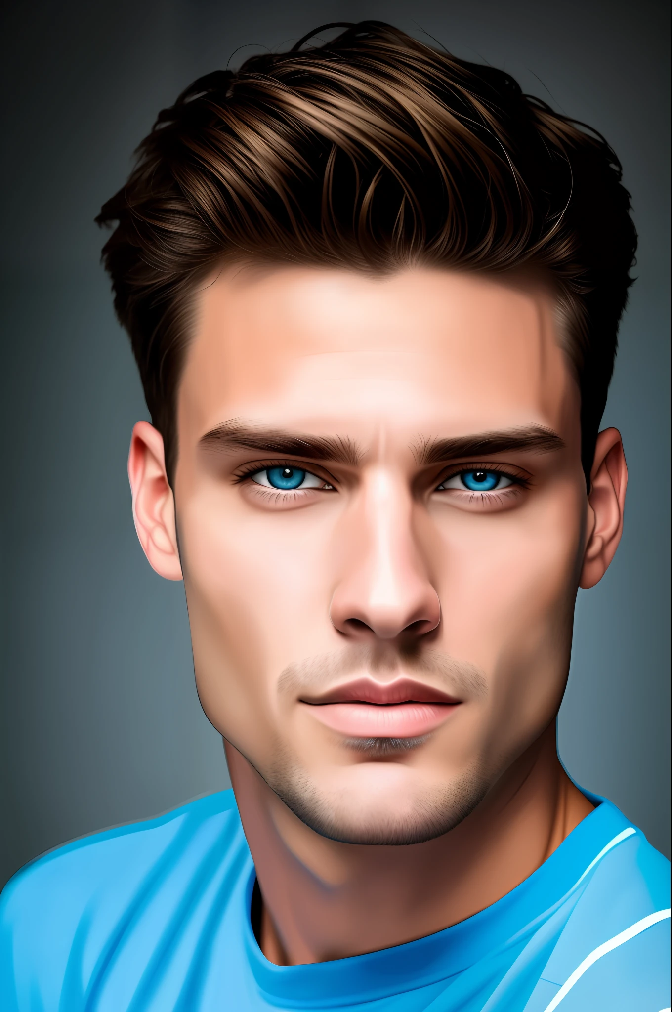 An extremely detailed and realistic portrait, showcasing the face of a 25-year-old man of German ancestry with piercing blue eyes, sharp facial features, and a strong jawline, captured in ultra-high-resolution with the best illumination and shadow.