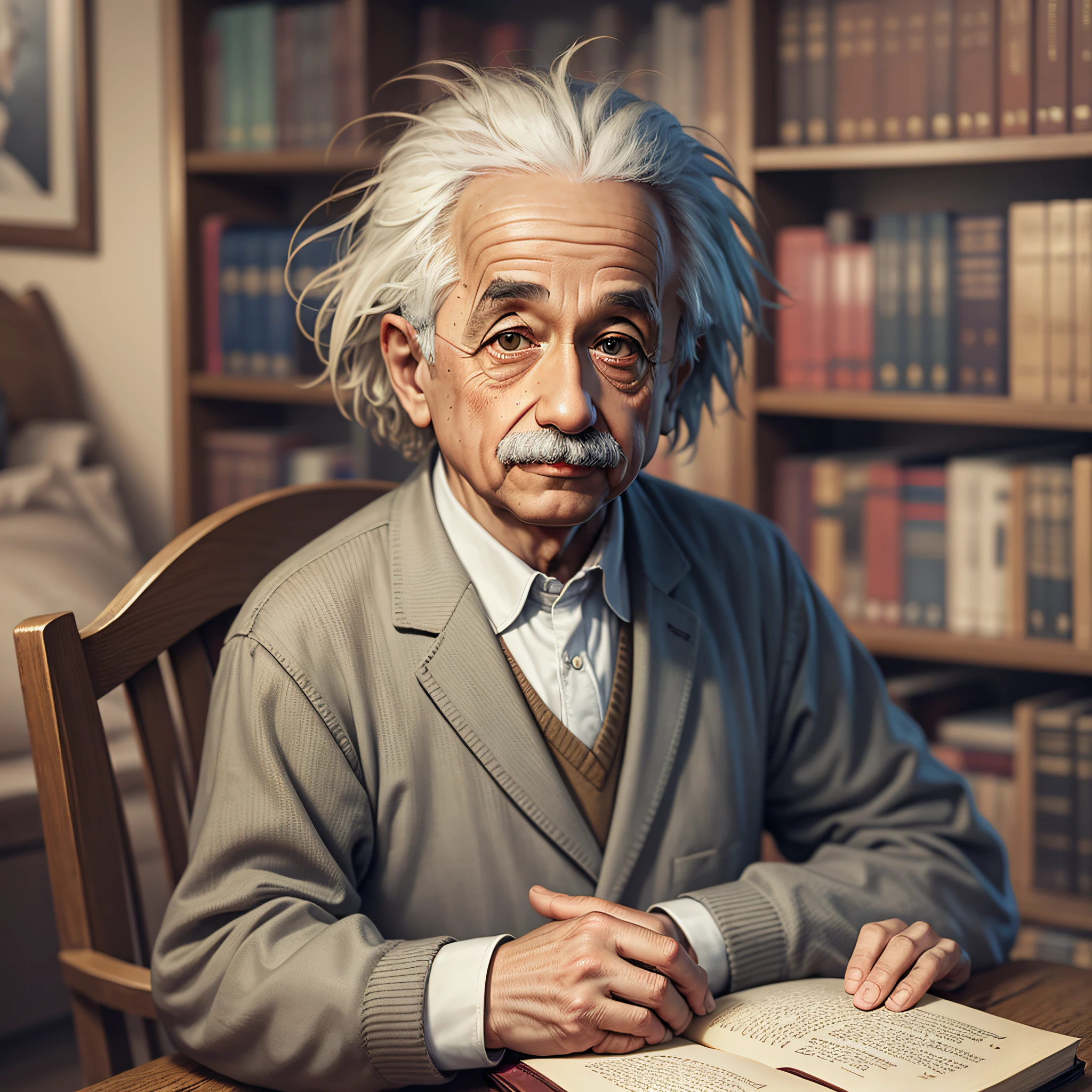 Albert Einstein held a book --auto --s2