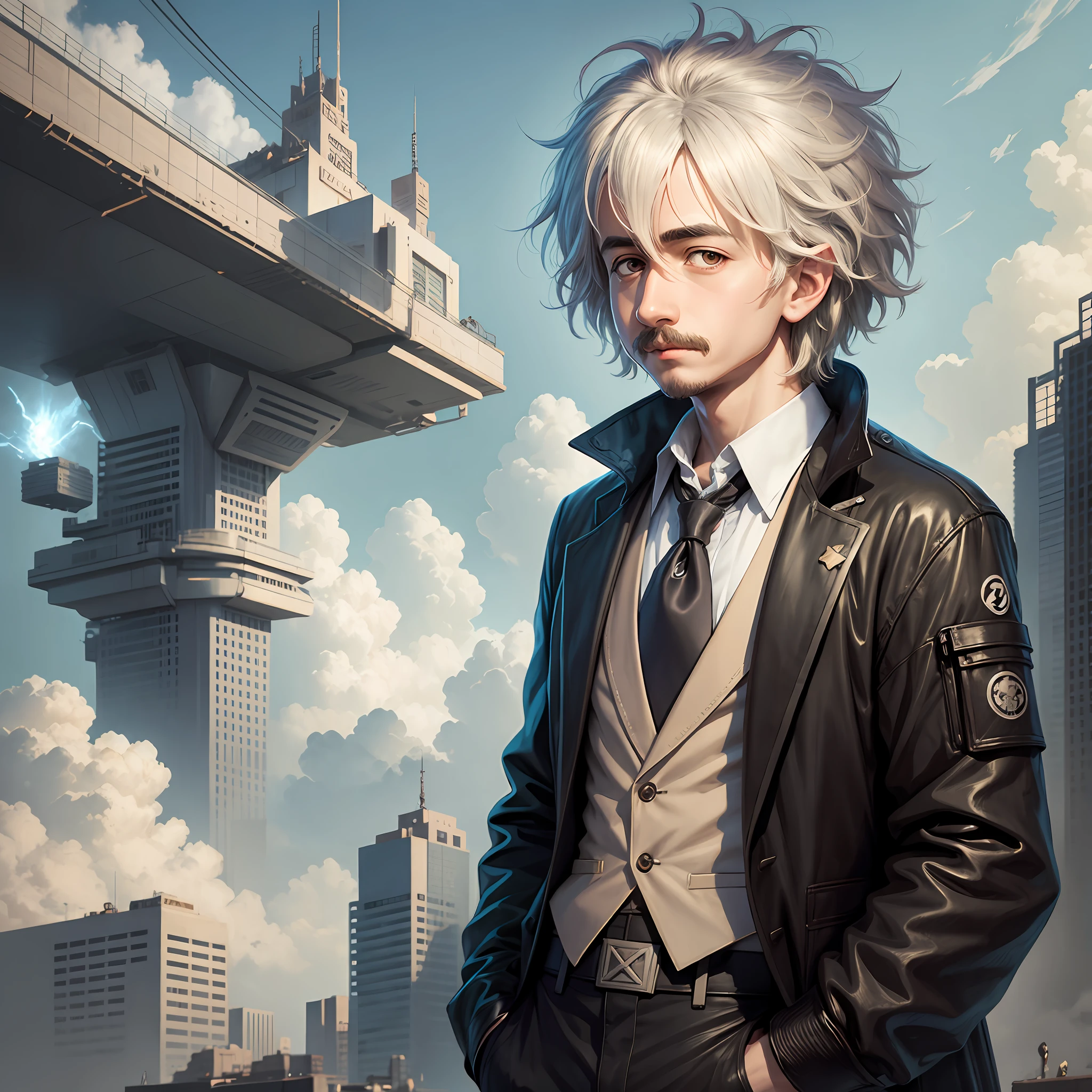 Young Albert einstein, anime style, futuristic setting, --auto --s2