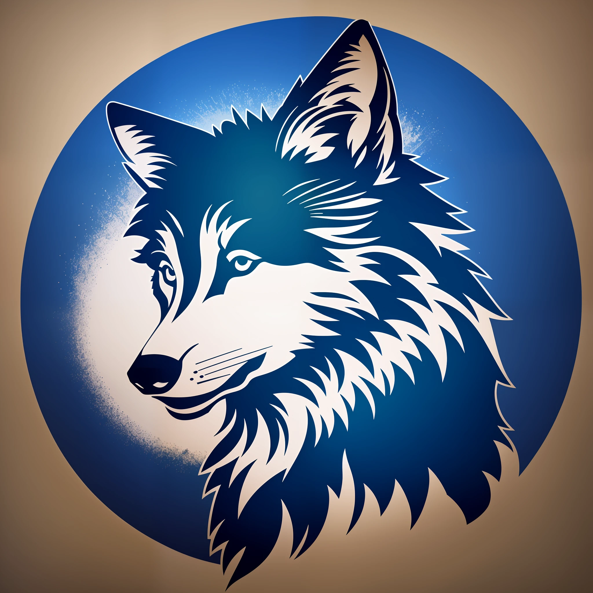 Logo 2D, Silhouette of wolf mix with mountain silhouette behind, 8k.