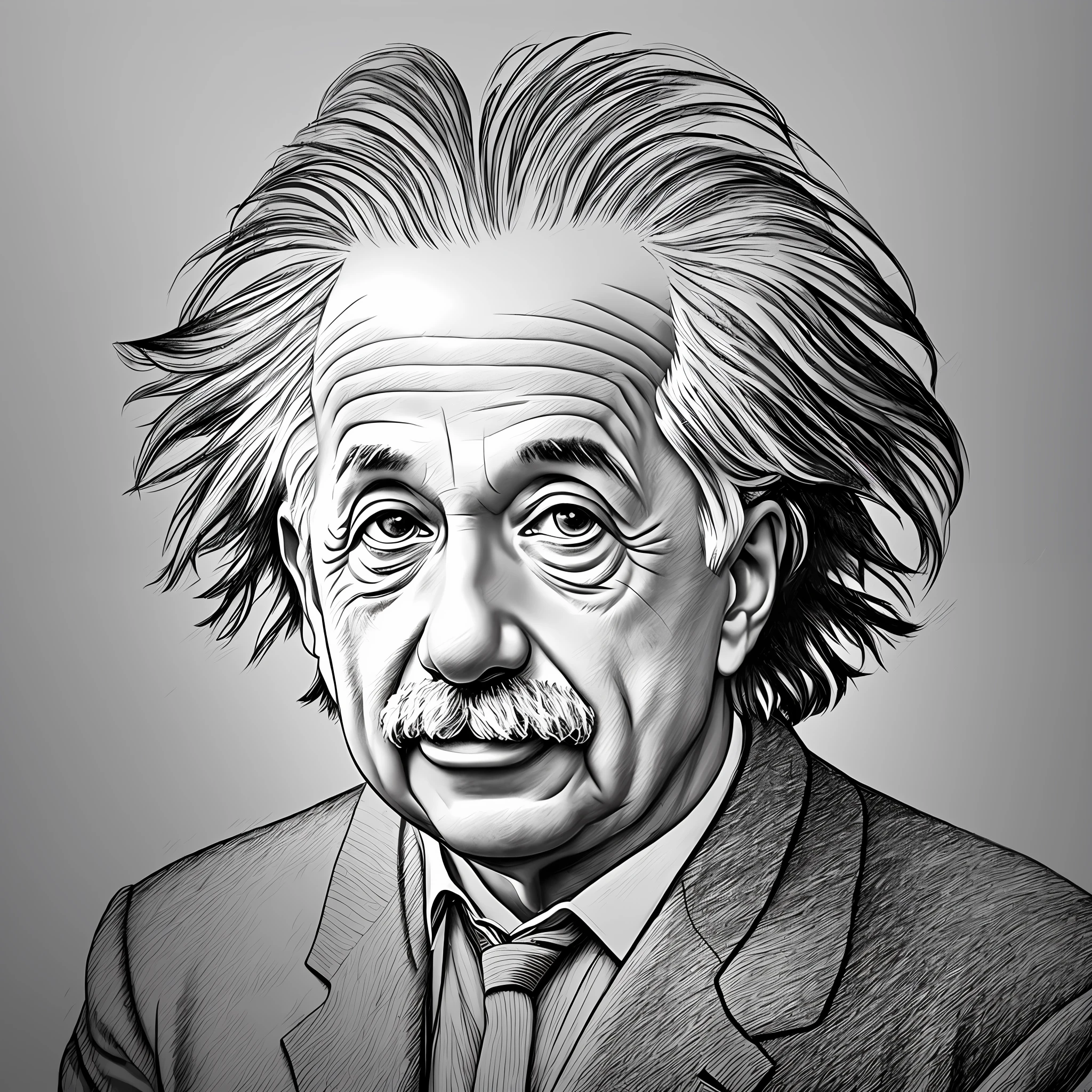Albert Einstein, black and white drawing --auto --s2