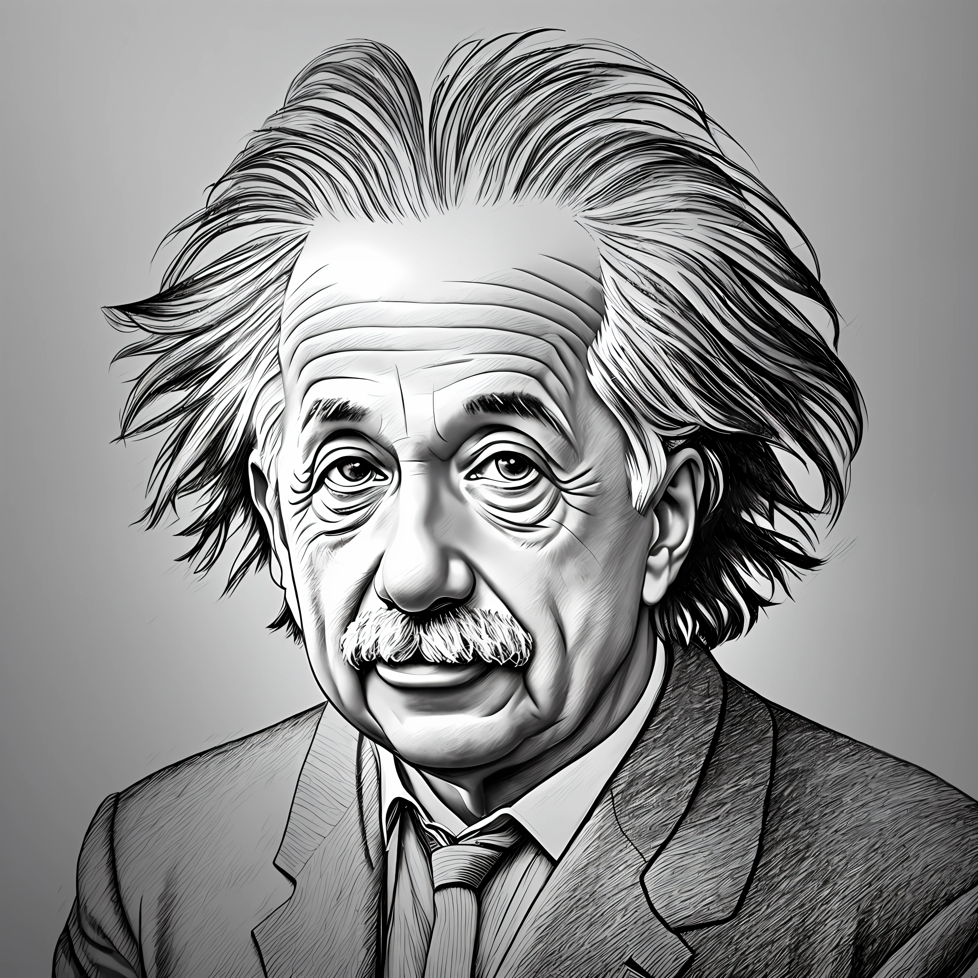 Albert Einstein, black and white drawing --auto --s2