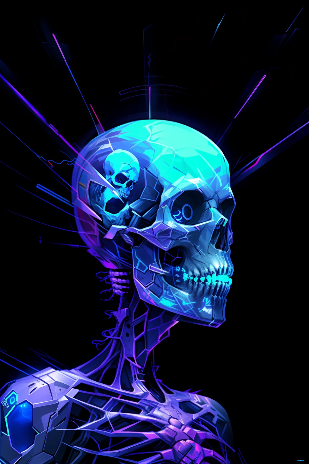 Cyber punk skull for tattoo