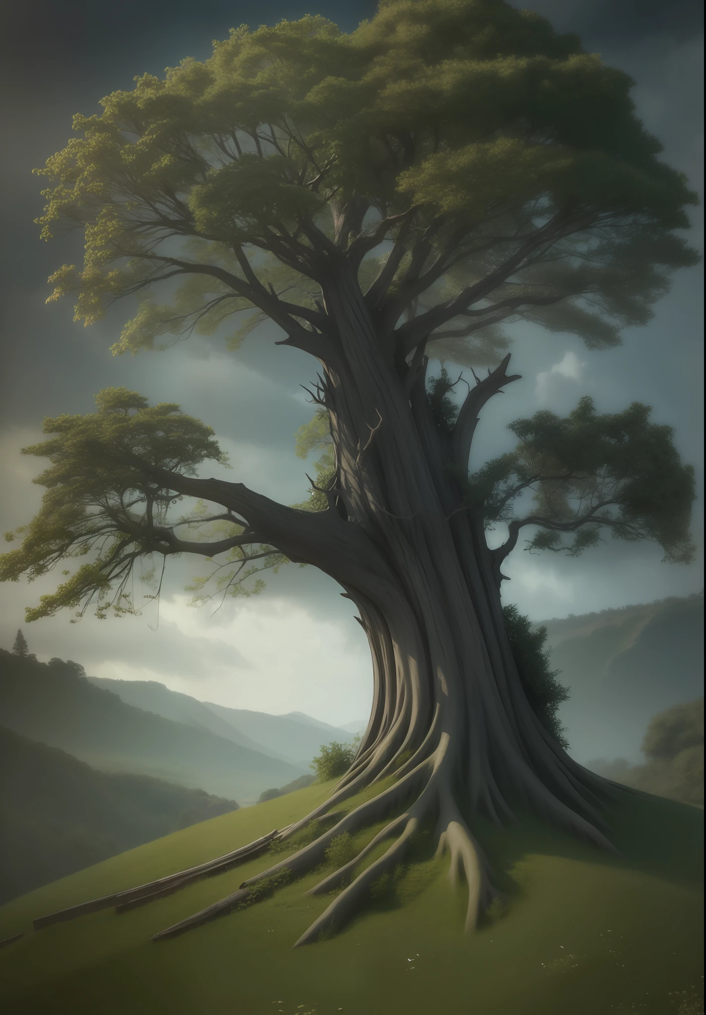 Realistic tree, fantasy, gothic, detahado