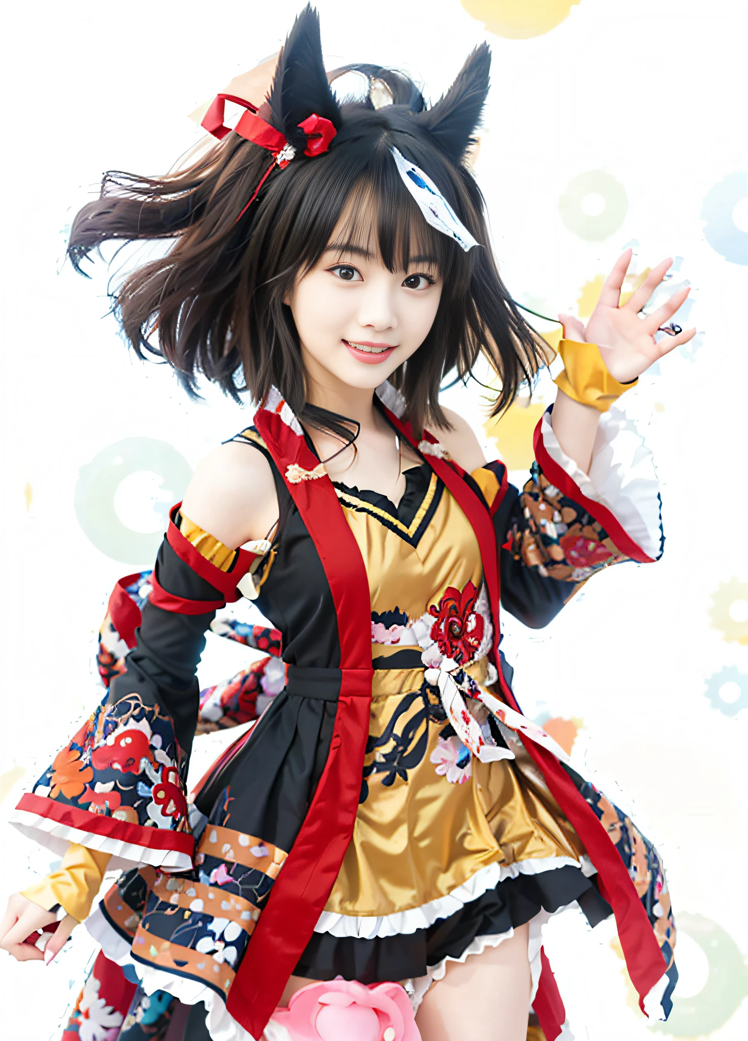 (Anime Characters: 1.2) + (Ayaka Genshin Impact) + (Hanayamada) + (Genshin Impact no Kechin) + (Genshin Impact Nakazato) + (Ayaka Game Genshin Impact) + (Anime Girl, Rin, Aristocratic Robe), (Red Cape: 1.1+ Long Cat Ears, Long Black Hair: 1.1)