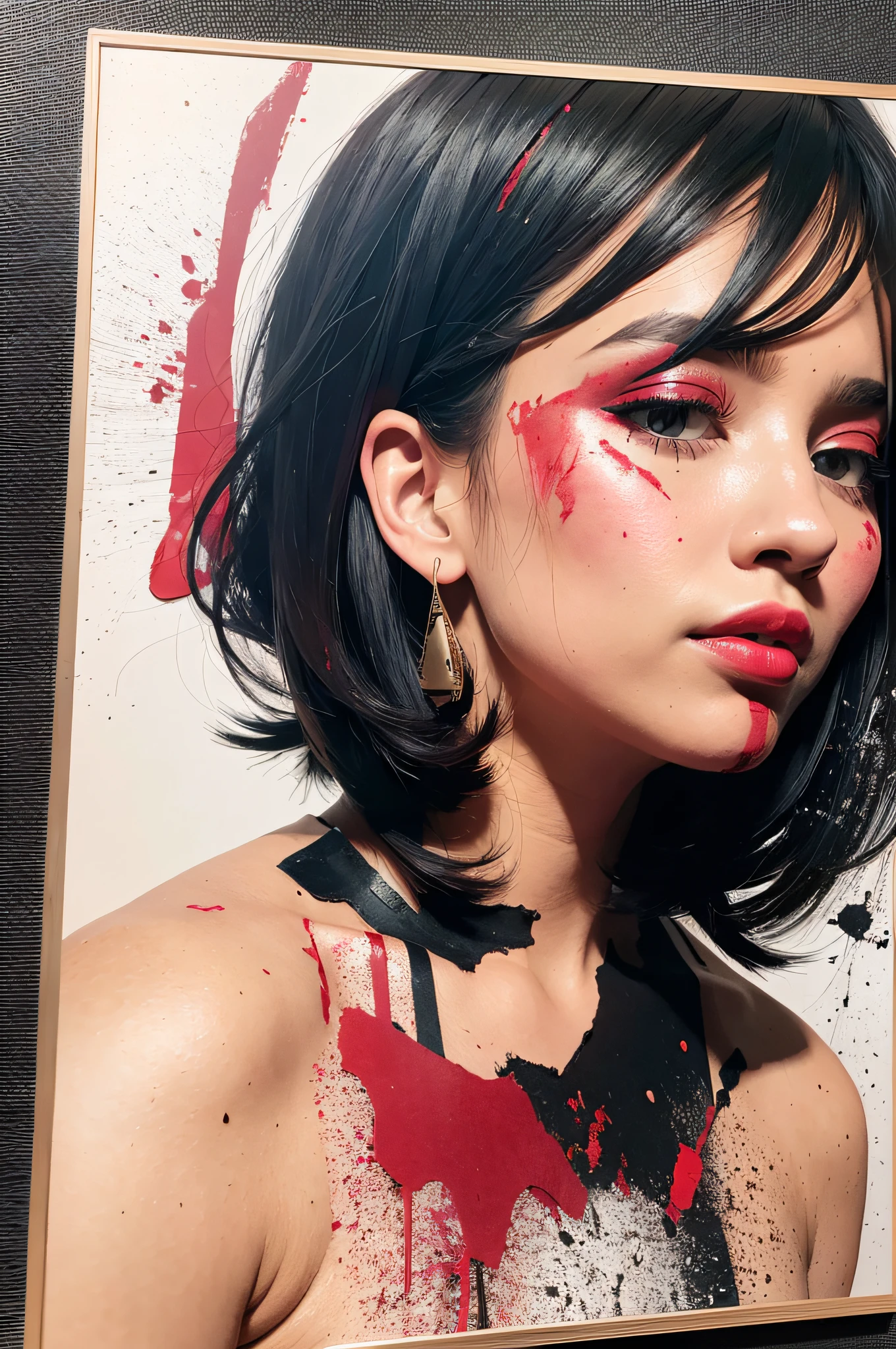 Black background with black and red paint smudges