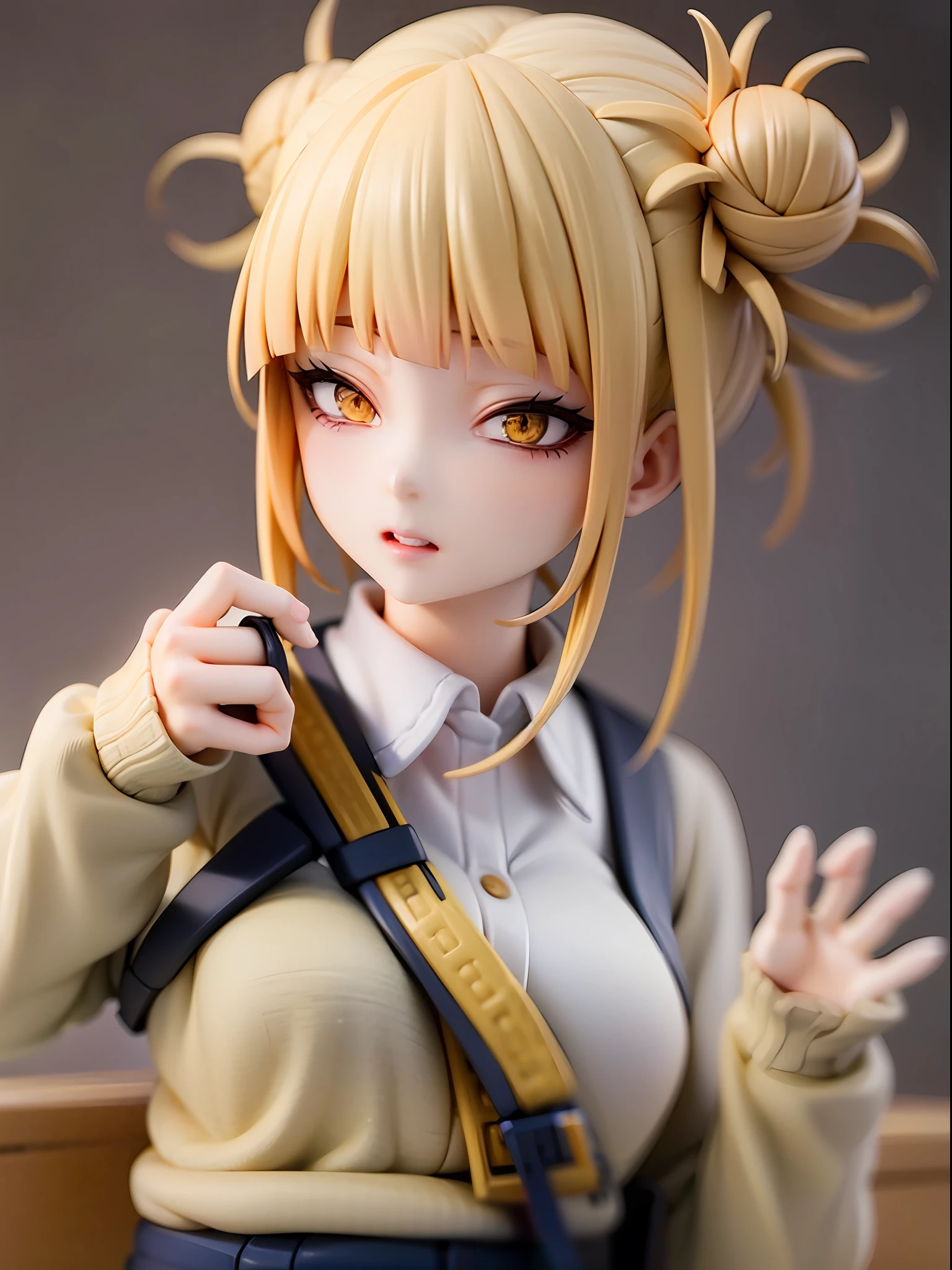 1girl,himiko toga,blonde hair,yellow eyes,bored expression,hand up,facing viewer,looking at viewer,good hand,good finger,masterpiece,extremely detailed CG unity 8k wallpaper, best quality,32k,focus sharp,