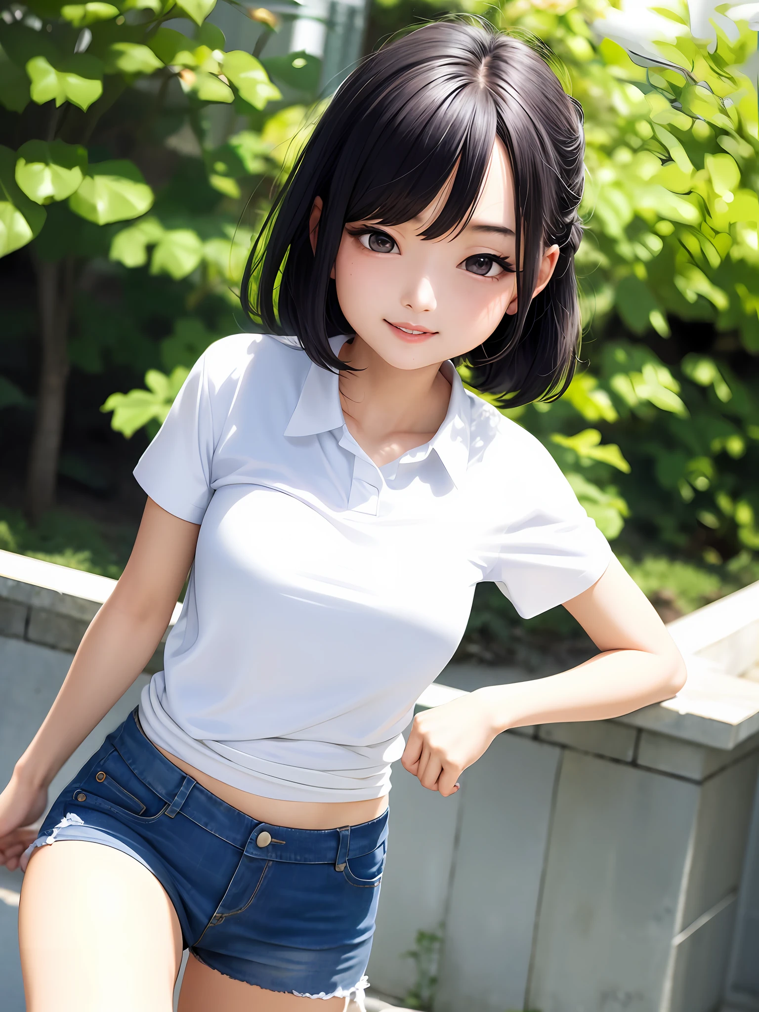 Riho Yoshioka, no bra, upper eyes, white cutter shirt, big, slender, sheer,,