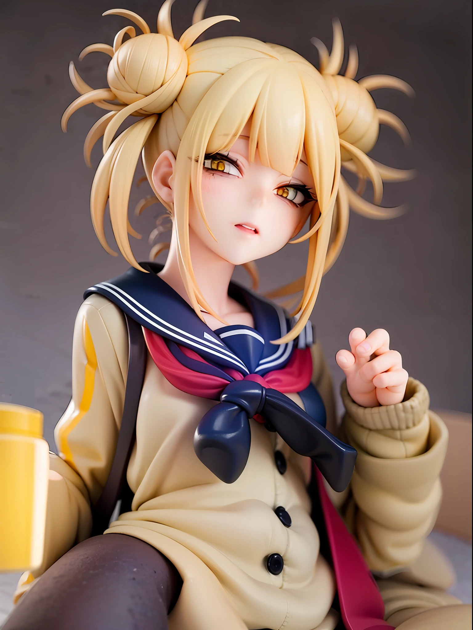 1girl,himiko toga,blonde hair,yellow eyes,bored expression,hand up,facing viewer,looking at viewer,good hand,good finger,masterpiece,extremely detailed CG unity 8k wallpaper, best quality,32k,focus sharp,