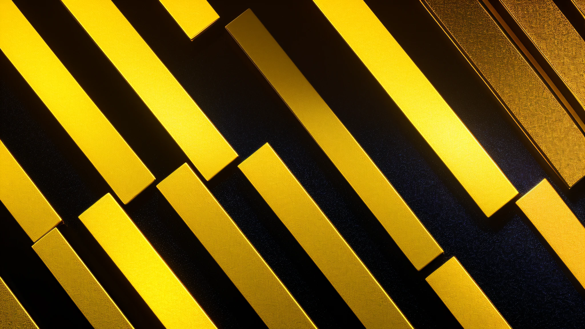 A black background with bright gold bars in the foreground,8k, uhd, severe low lighting, high quality, sharp focus, fujifilm XT3